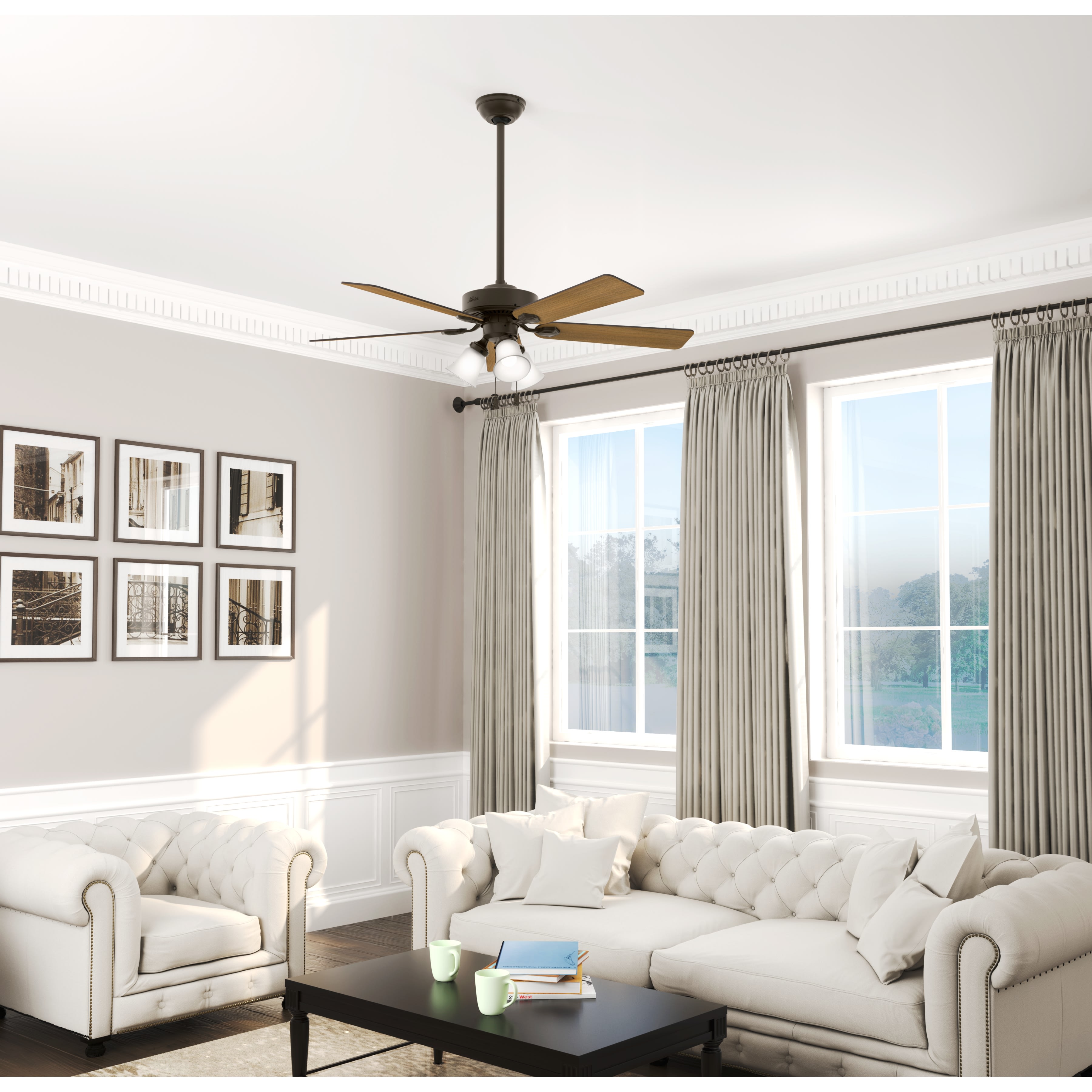 Hunter Fan Swanson 52 inch New Bronze with American Walnut / Greyed Walnut Blades Ceiling Fan