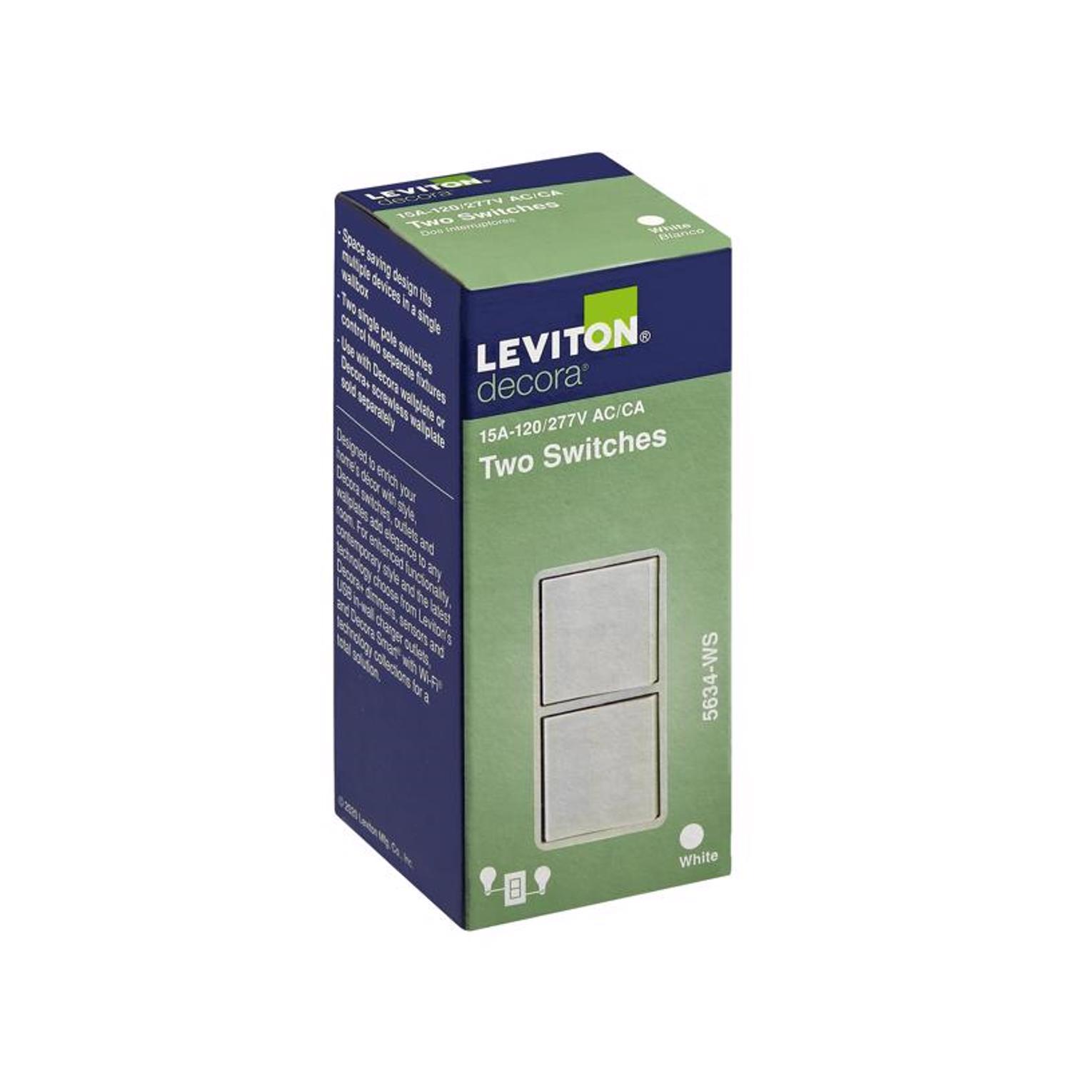 Leviton Decora 15 amps Single Pole Combination AC Quiet Switch White 1 pk