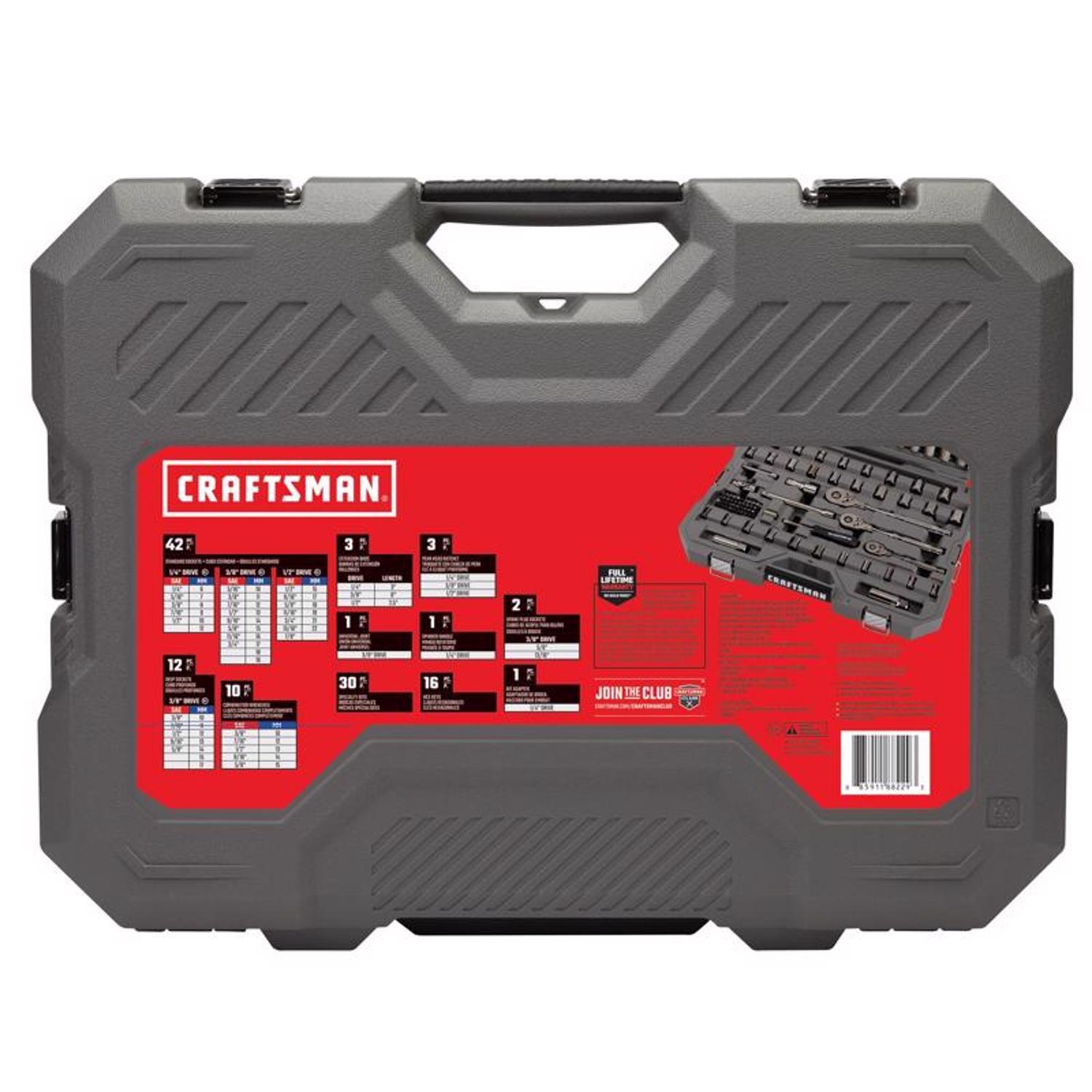 Craftsman OVERDRIVE 1/4 & 3/8 & 1/2 in. drive Metric/SAE 6 Point Mechanic's Tool Set 121 pc