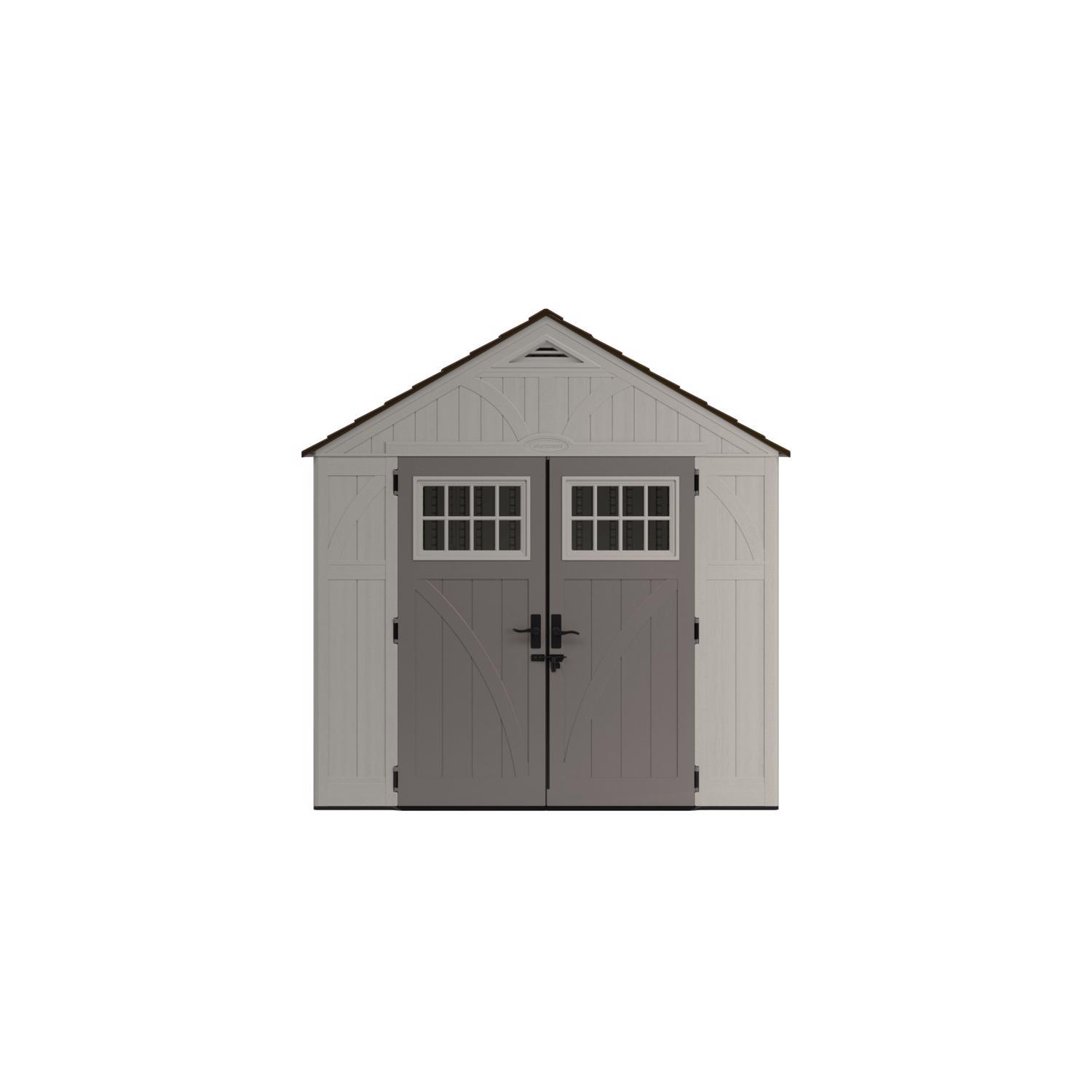 Suncast Tremont 8 ft. x 10 ft. Resin Vertical Peak Storage Shed with Floor Kit