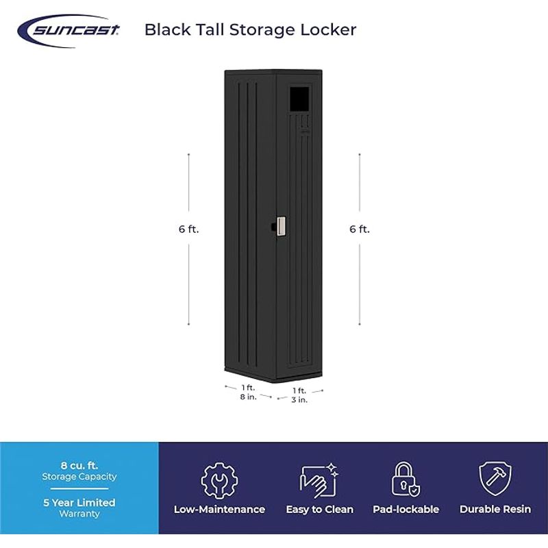 Suncast Tall Storage Locker Black