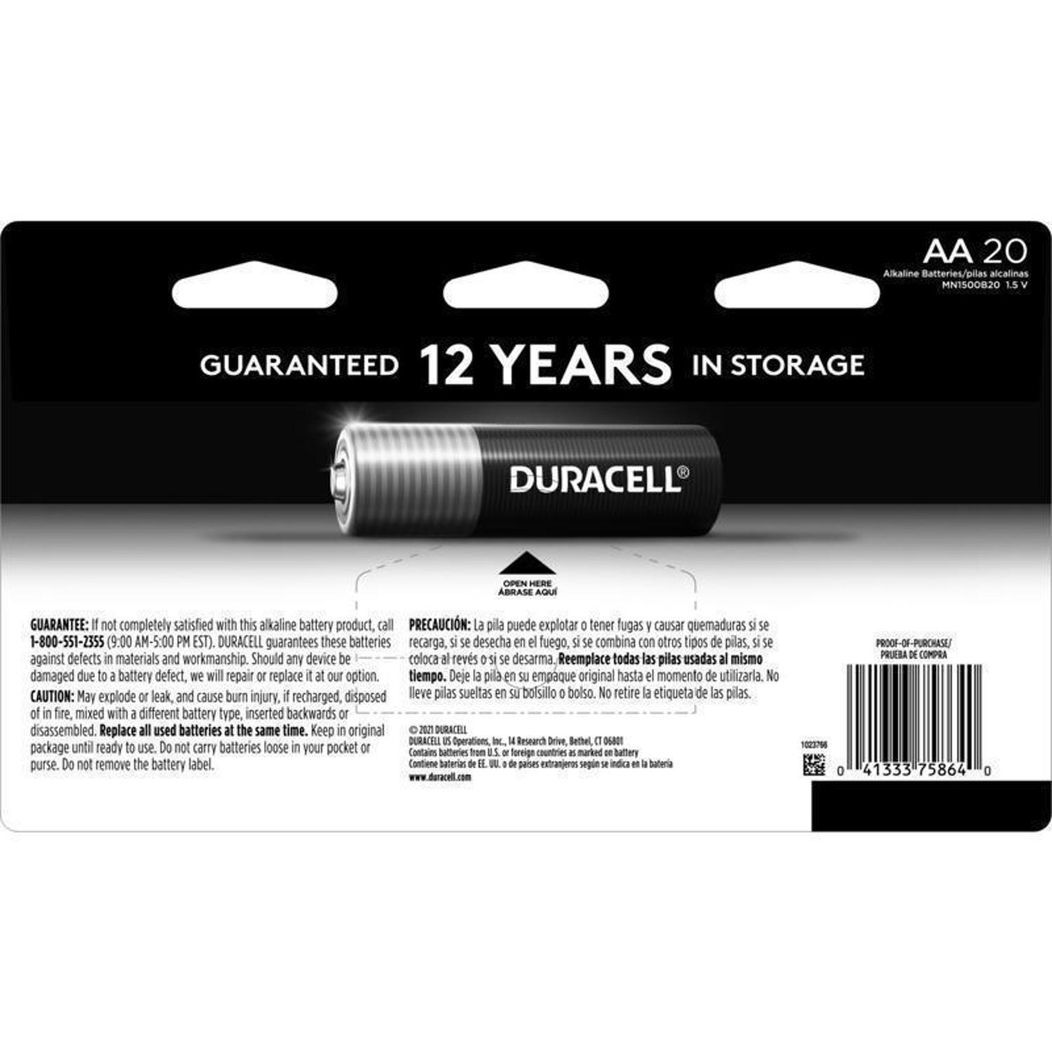 Duracell Coppertop AA Alkaline Batteries 20 pk Carded