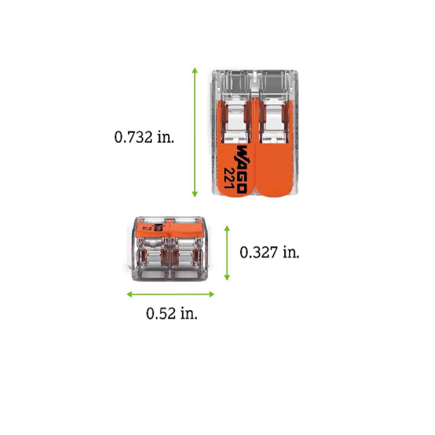 WAGO 2 Port Lever Wire Connector 10 pk