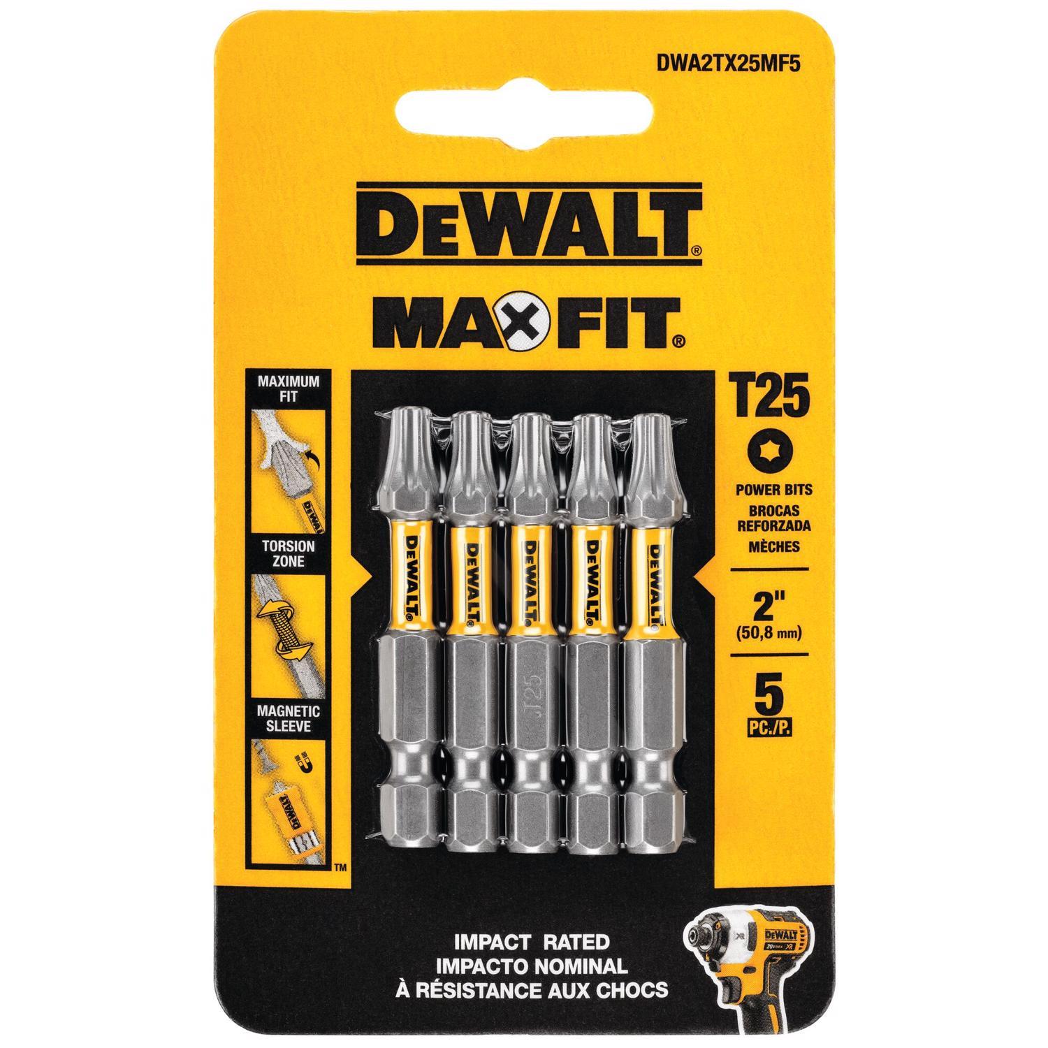 DEWALT Max Fit Torx #25 X 2 in. L Screwdriver Bit Set Steel 5 pk