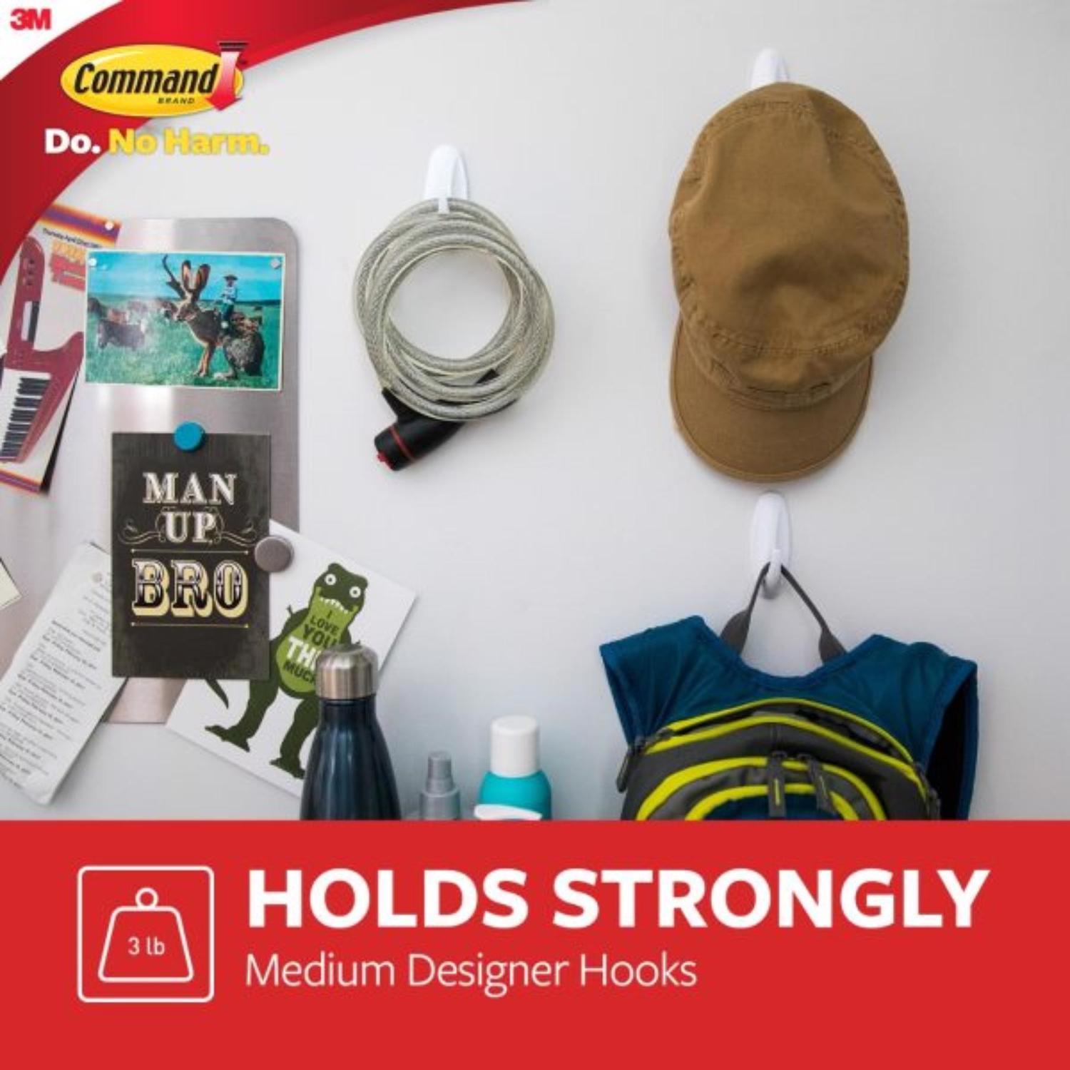 3M Command Medium Plastic Designer Hooks 3.125 in. L 2 pk