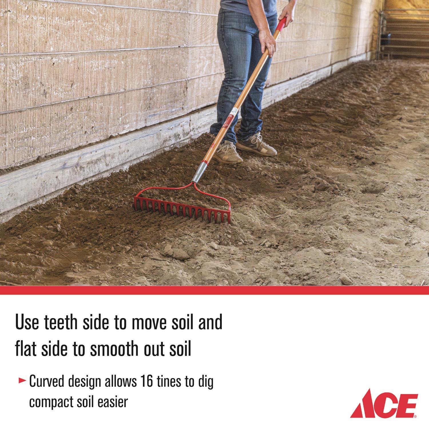 Ace 60 in. 16 Tine Steel Bow Rake Wood Handle