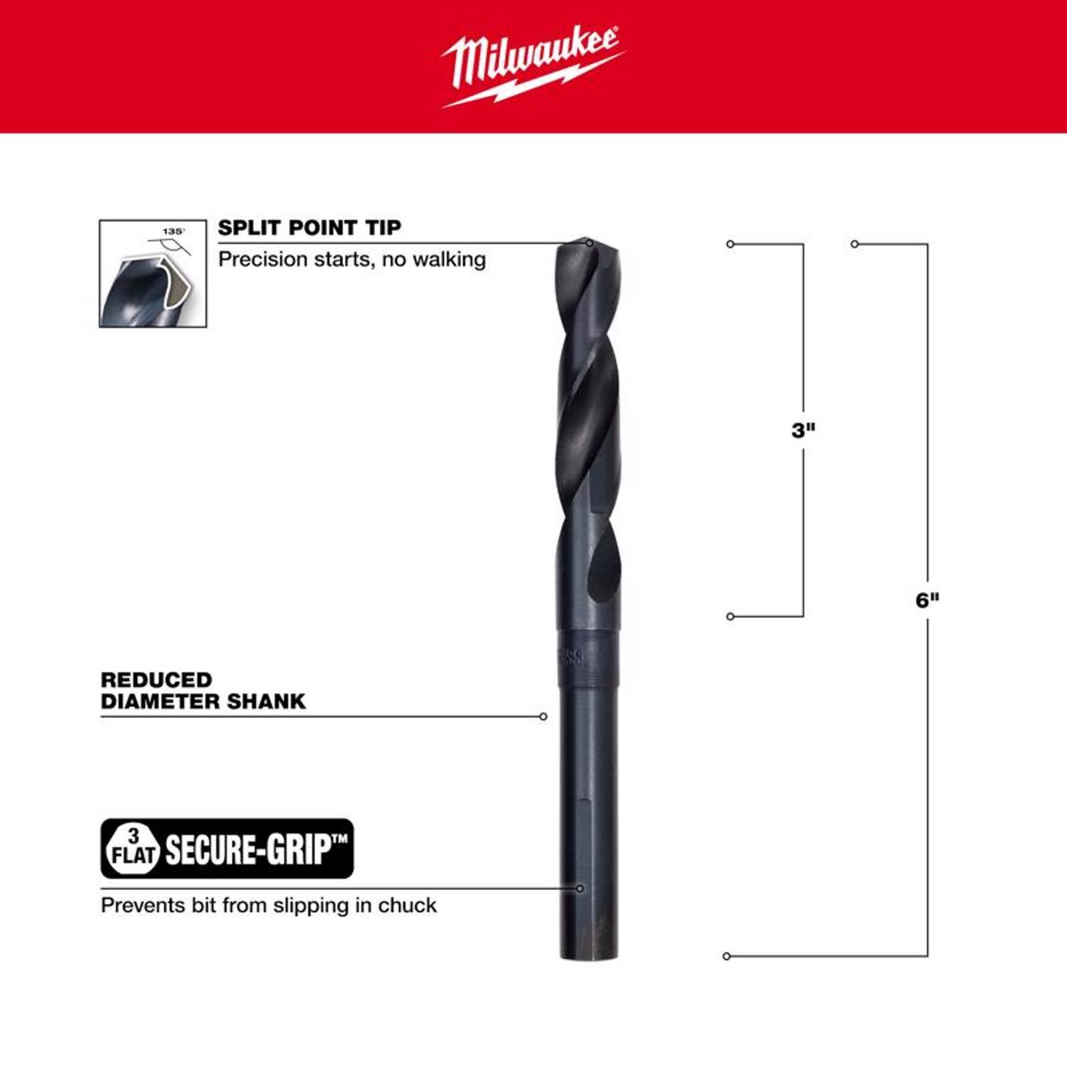 Milwaukee Thunderbolt 9/16 in. X 6 in. L Drill Bit 3-Flat Shank 1 pc