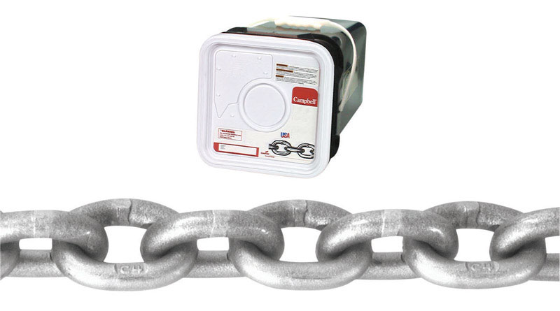 Campbell Chain Oval Link Grade 43 High Test Chain 40 ft. L x 3/8 in. Dia. Silver Carbon Steel