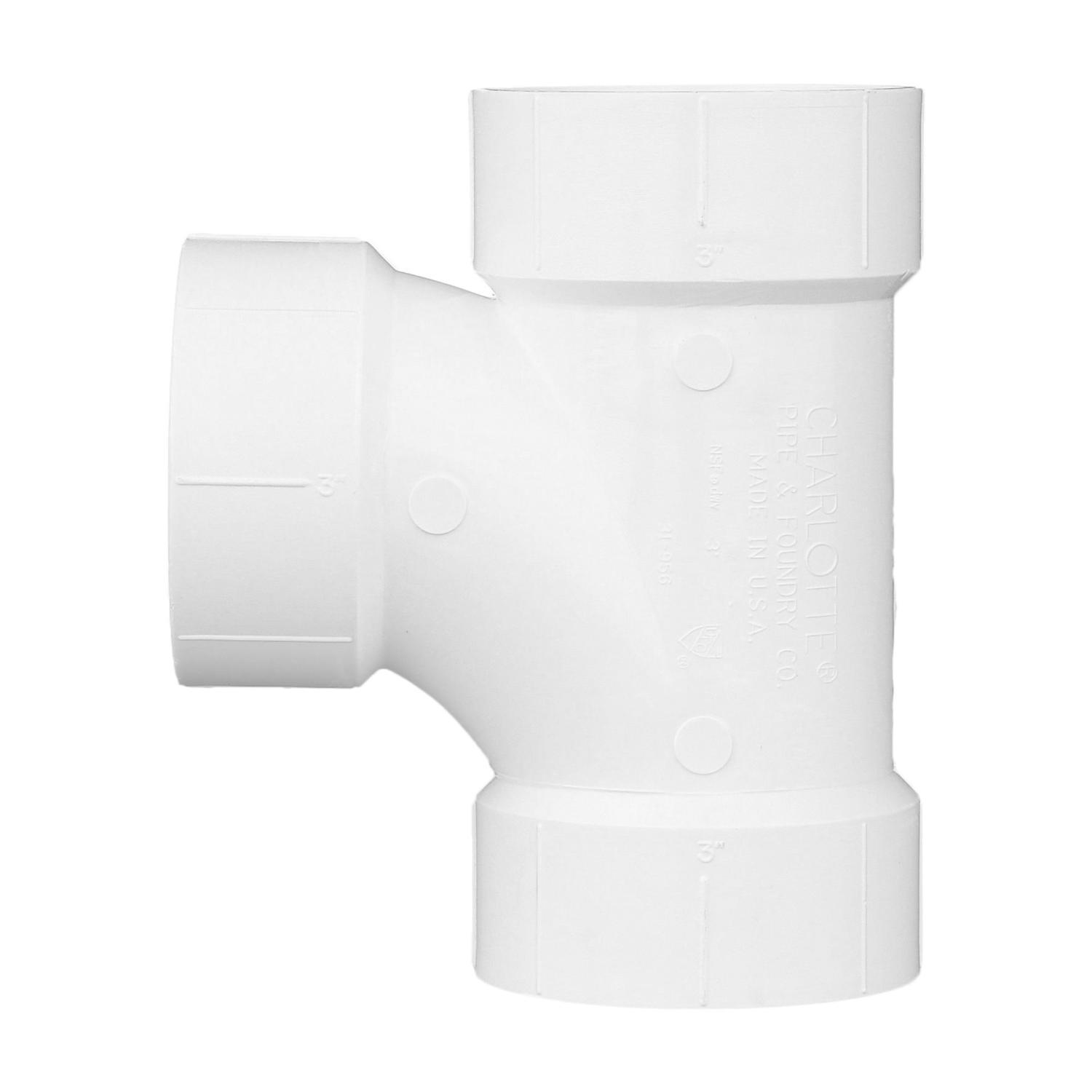 Charlotte Pipe 3 in. Hub X 3 in. D Hub PVC Sanitary Tee 1 pk