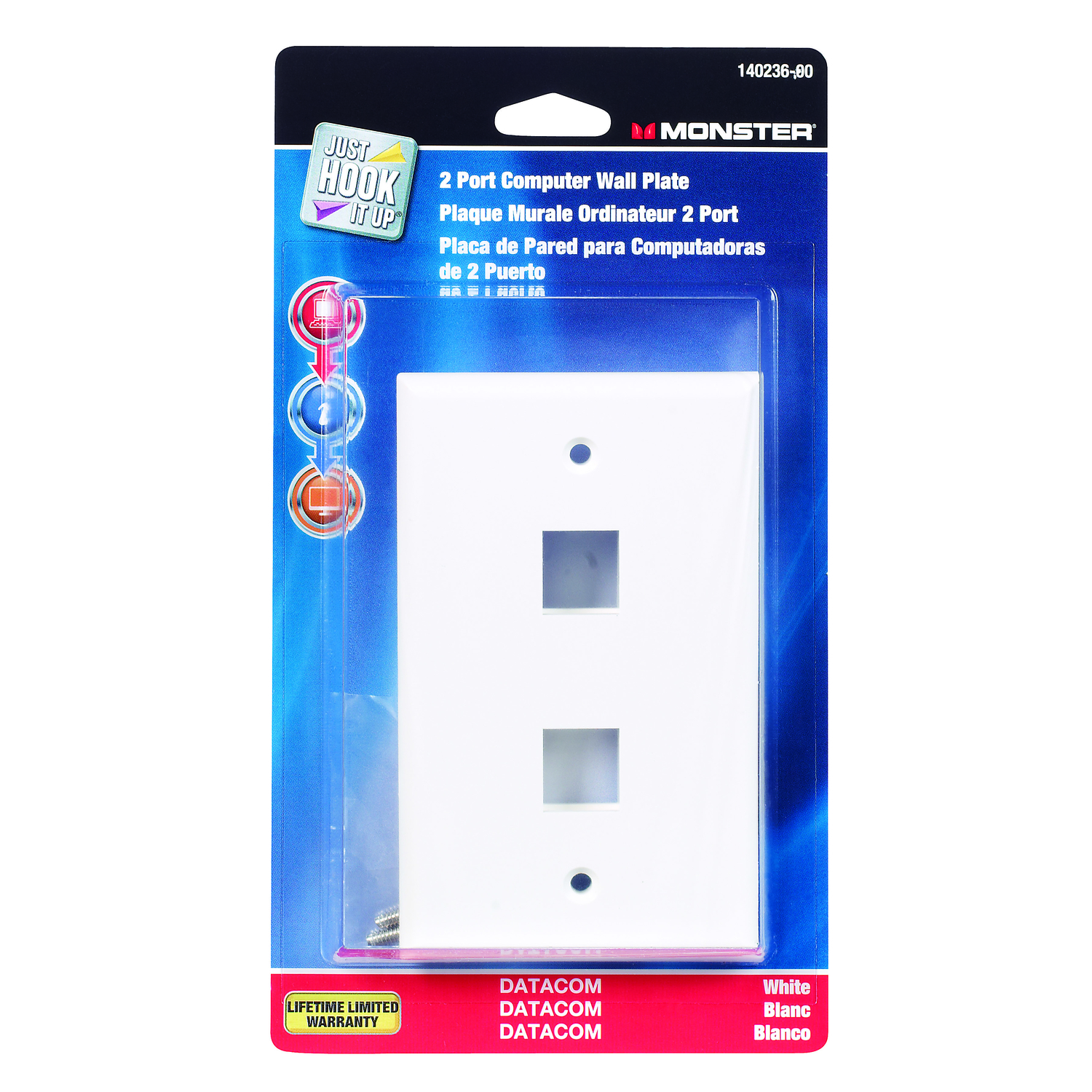 Monster Just Hook It Up White 2 gang Plastic Keystone Wall Plate 1 pk