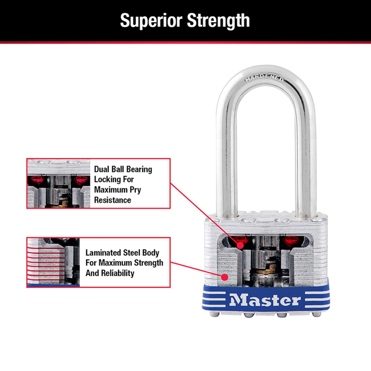Master Lock 3-3/16 in. H X 1-9/16 in. W Laminated Steel Double Locking Exterior Padlock