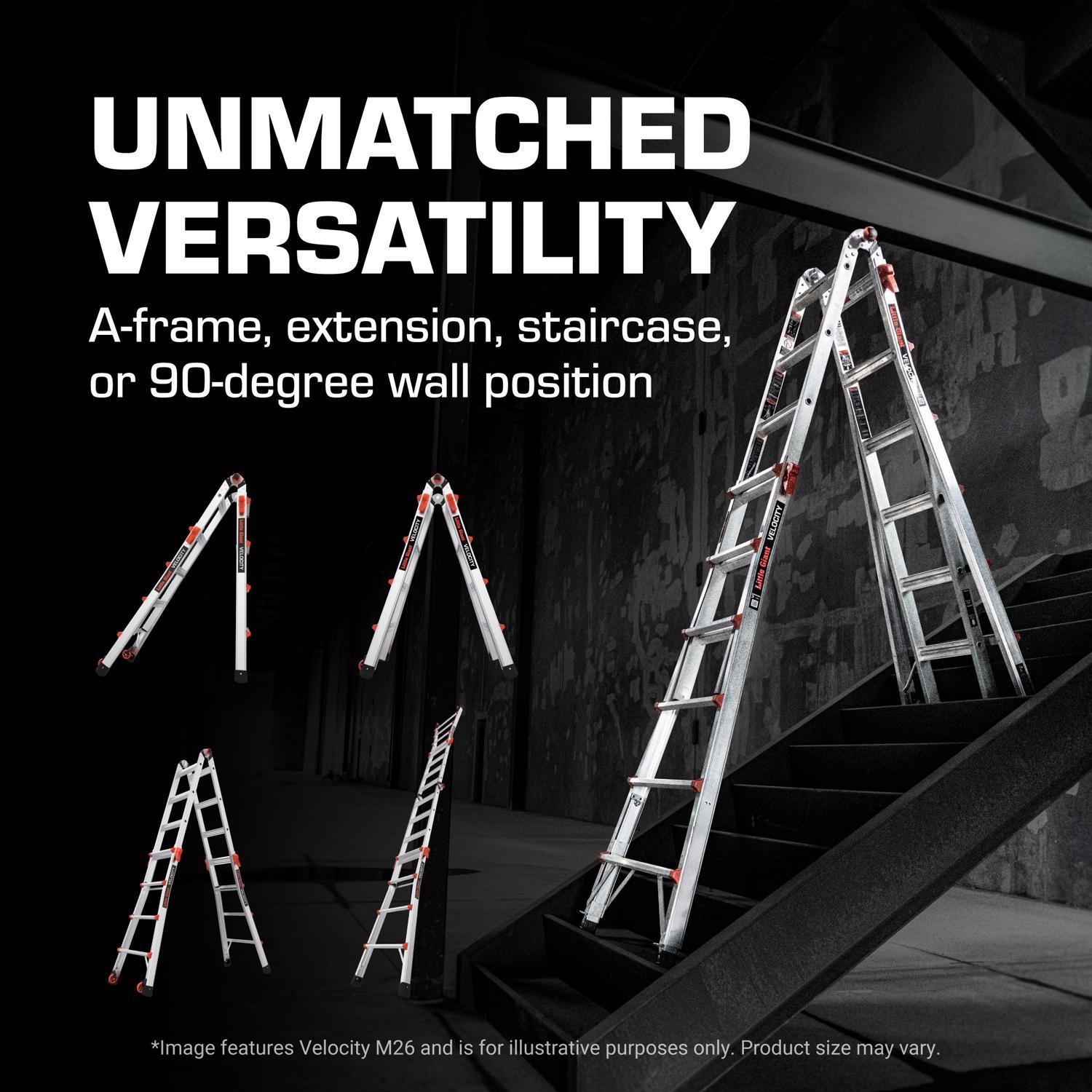 Little Giant Velocity 22 ft. H Aluminum Telescoping Multi-Position Ladder Type IA 300 lb. capacity
