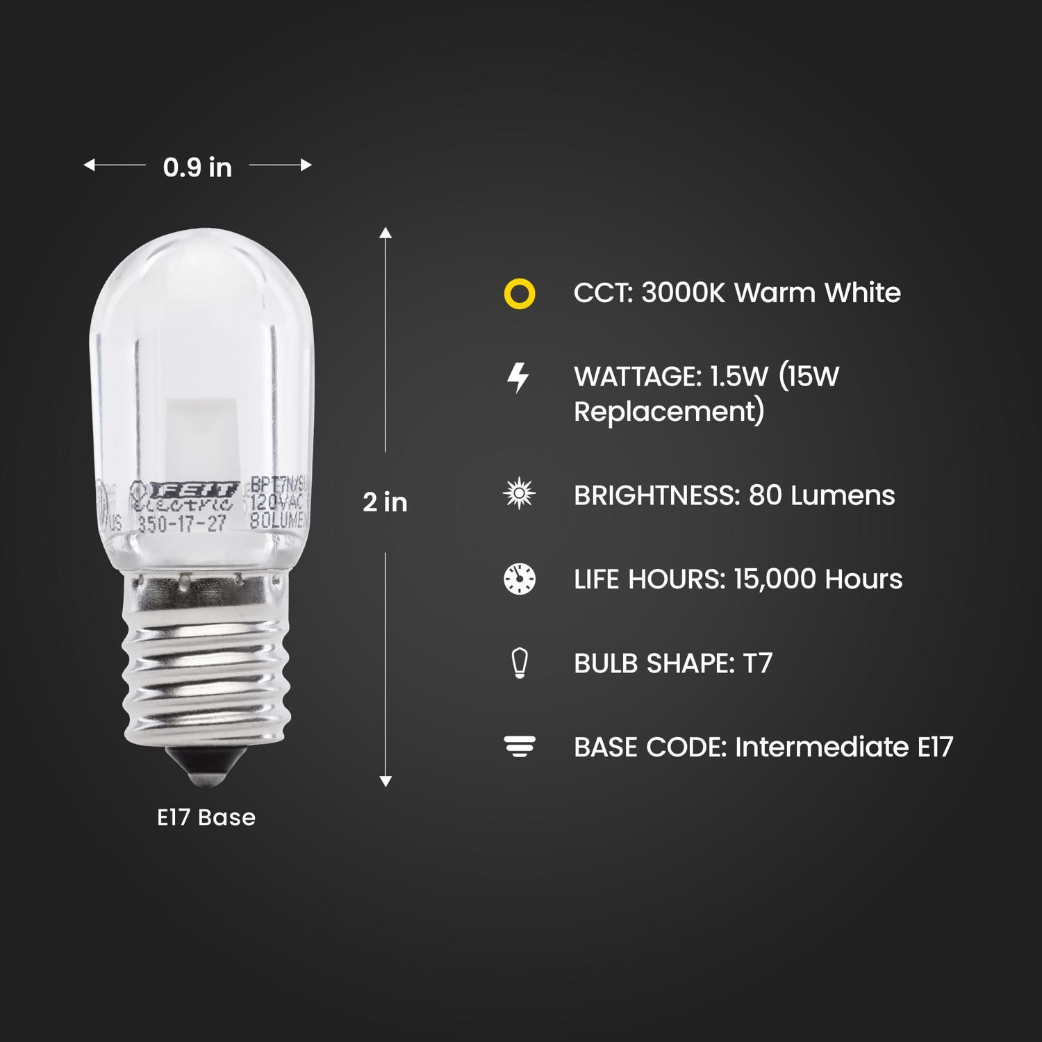 Feit T7 E17 (Intermediate) LED Bulb Warm White 15 Watt Equivalence 1 pk
