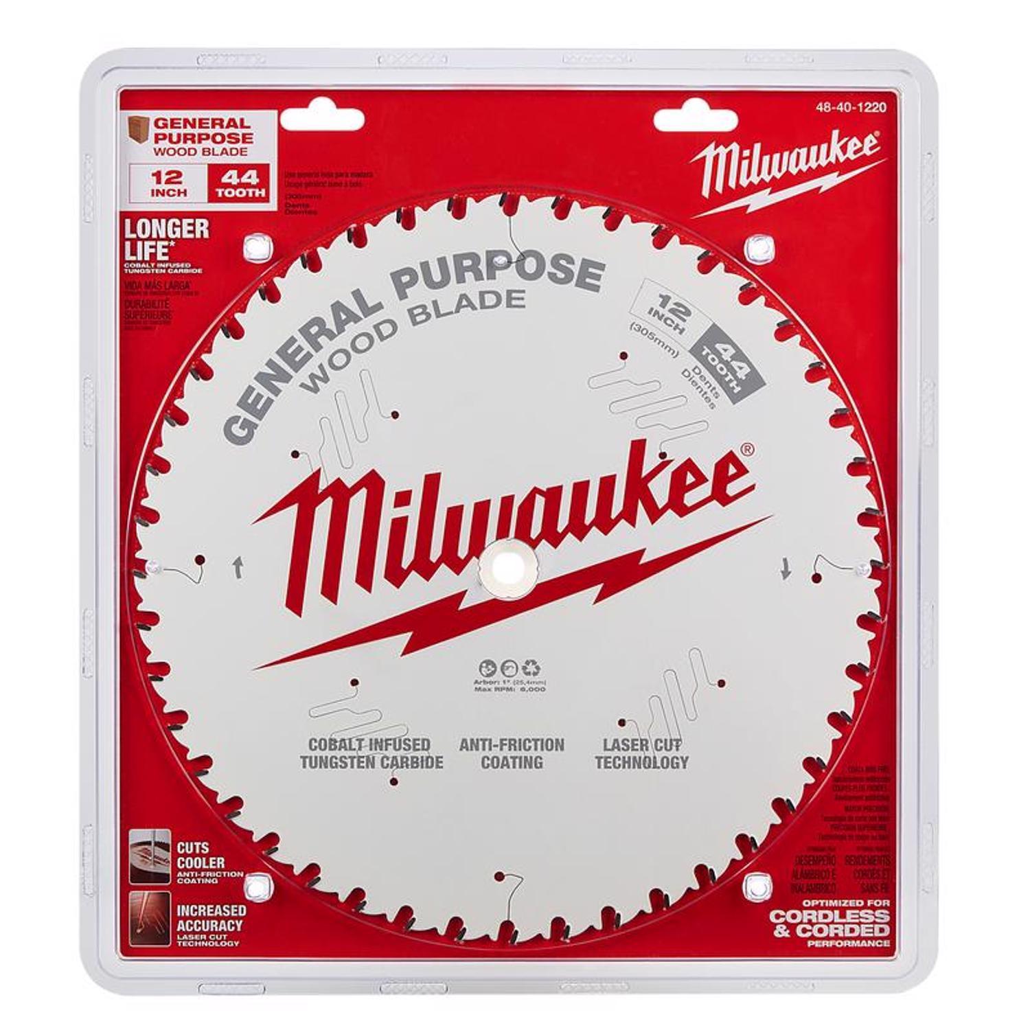 Milwaukee 12 in. D X 1 in. General Purpose Tungsten Carbide Saw Blade 44 teeth 1 pk