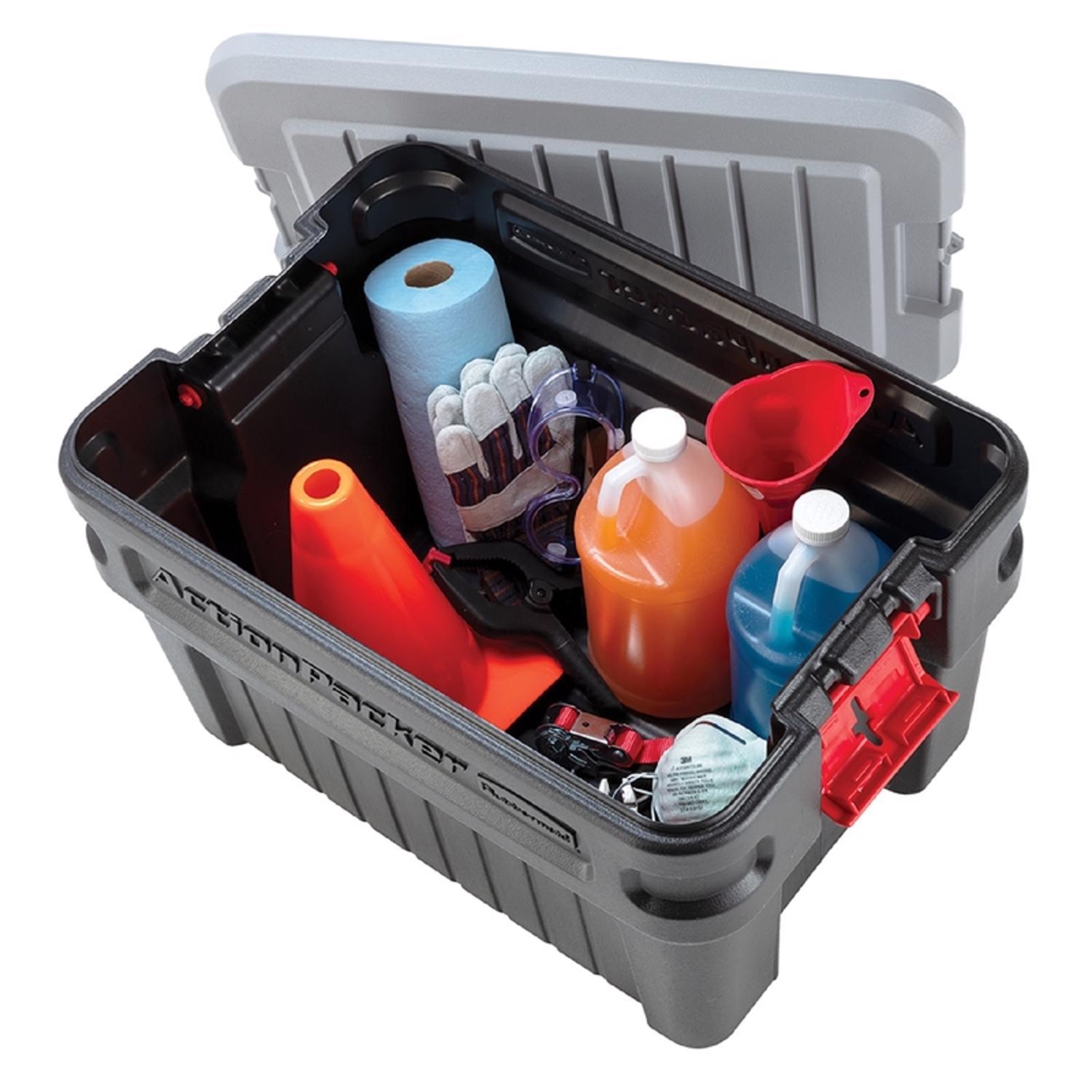 Rubbermaid ActionPacker 8 gal Black Storage Tote 12.1 in. H X 14.1 in. W X 20 in. D Stackable