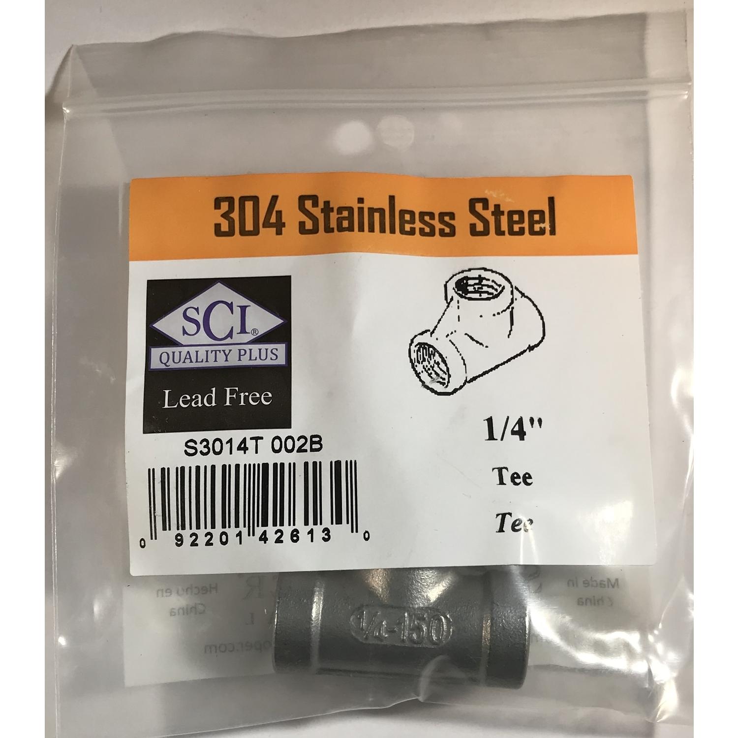 Smith-Cooper 1/4 in. FPT X 1/4 in. D FPT 1/4 in. D FPT Stainless Steel Tee