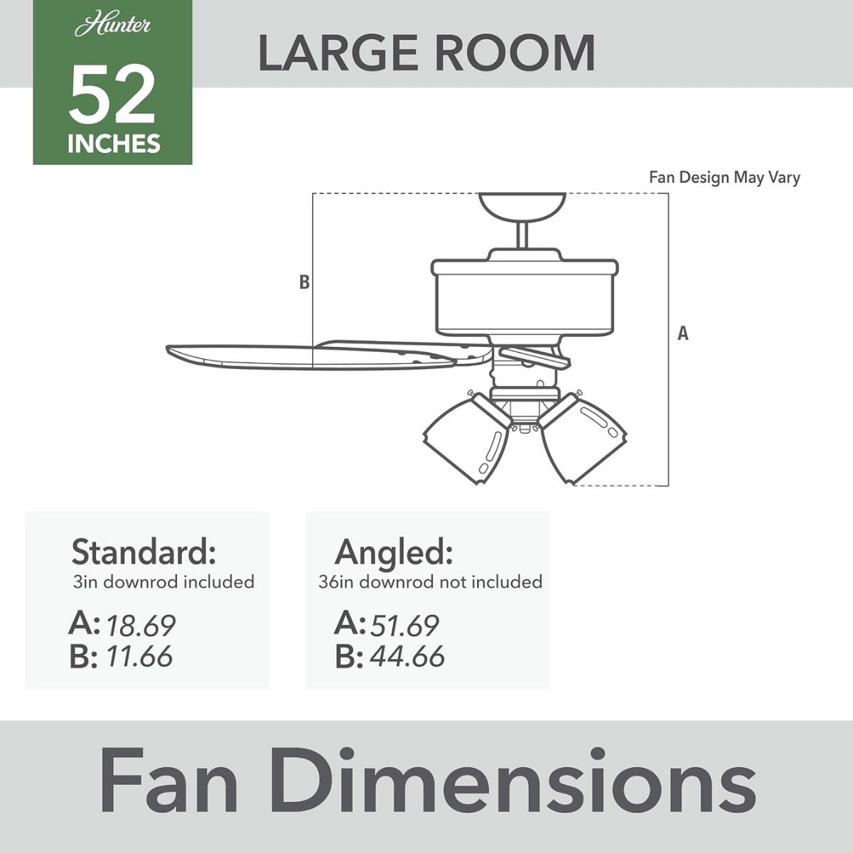 Hunter Crestfield 52 in. Bronze with 3 LED Indoor Ceiling Fan