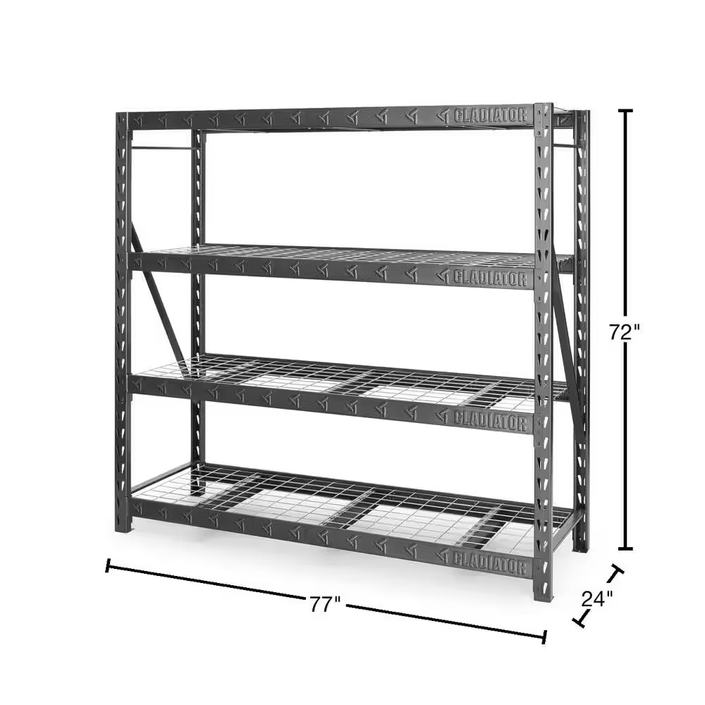 Gladiator 4-Tier Welded Steel Garage Storage Shelving Unit 77x24x72