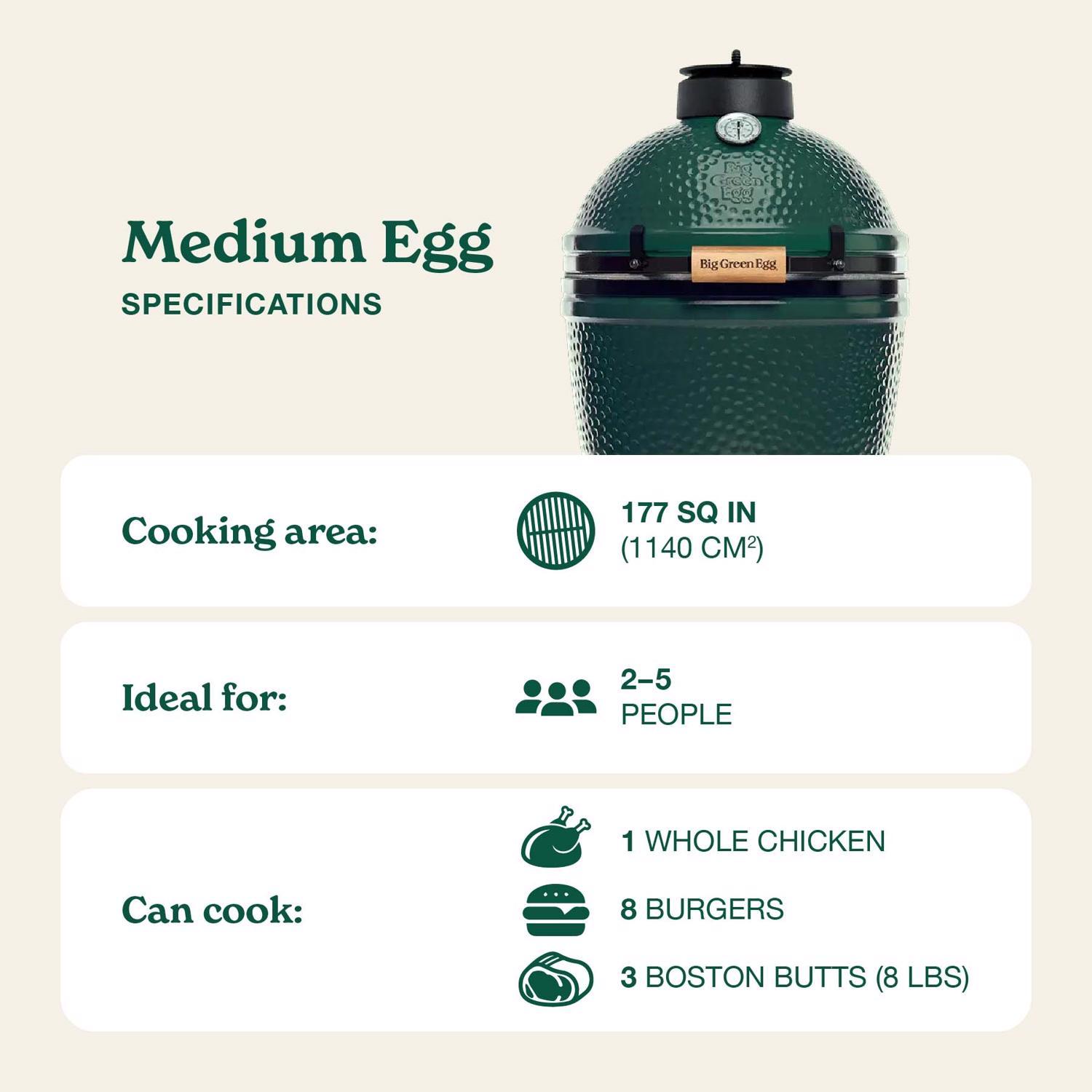 Big Green Egg 15 in. Medium Charcoal Kamado Grill and Smoker Green