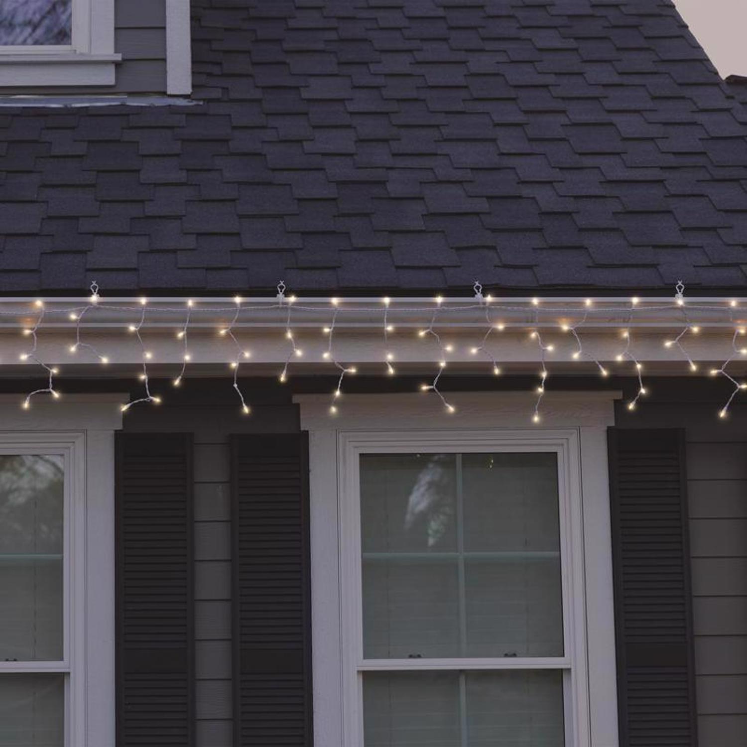 Celebrations Classic LED T5 Warm White 300 ct Icicle Christmas Lights 19.6 ft.