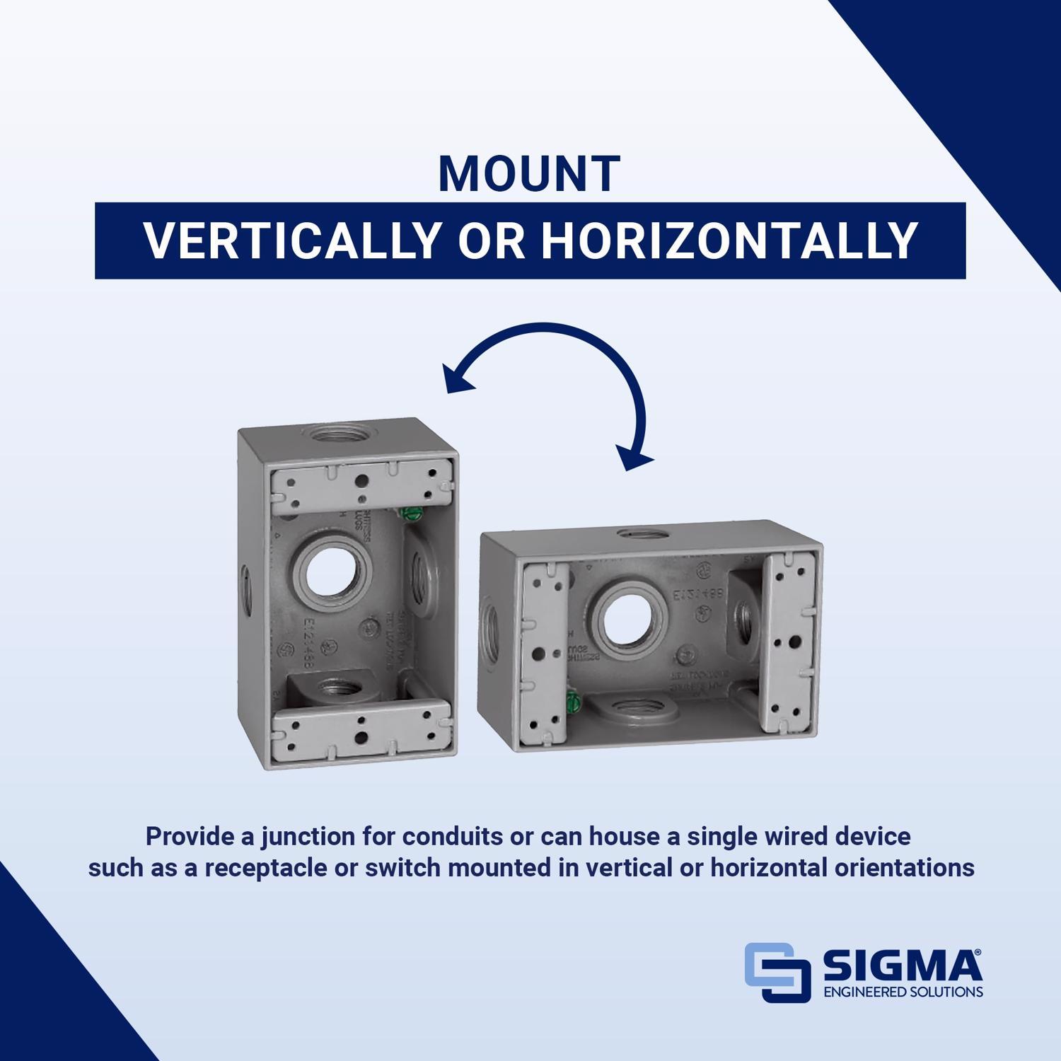 Sigma Engineered Solutions New Work 18.3 cu in Rectangle Die-Cast Metal 1 gang Weatherproof Box Gray