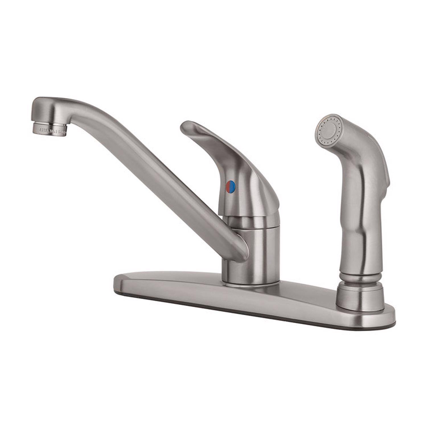 OakBrook Essentials One Handle Brushed Nickel Kitchen Faucet Side Sprayer Included