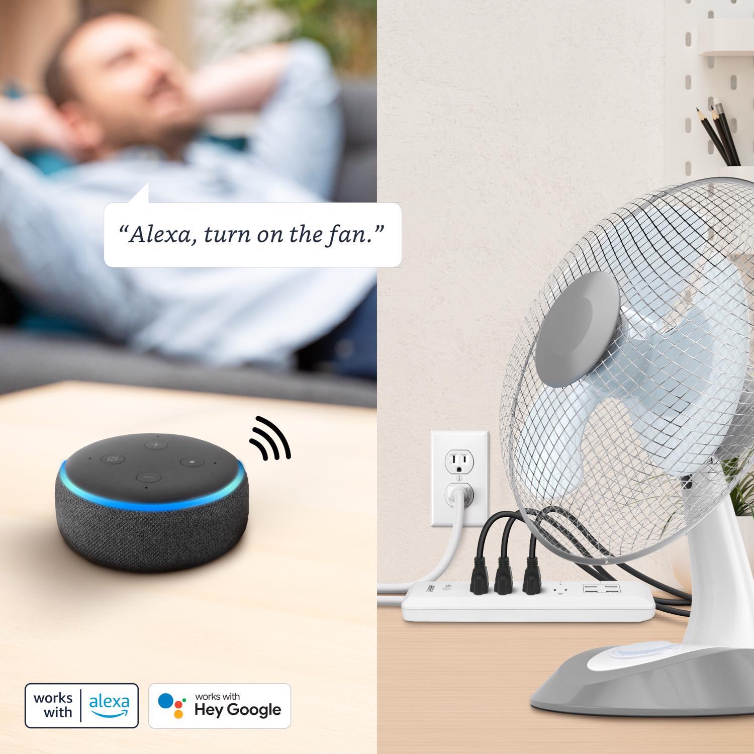 Feit Smart Home 5 ft. L 4 outlets Smart-Enabled Wi-Fi Power Strip with USB White 460 J