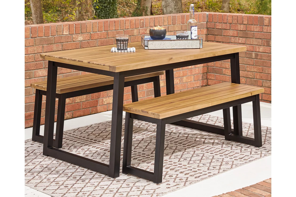 Ashley Town Wood Outdoor 3-Piece Dining Set
