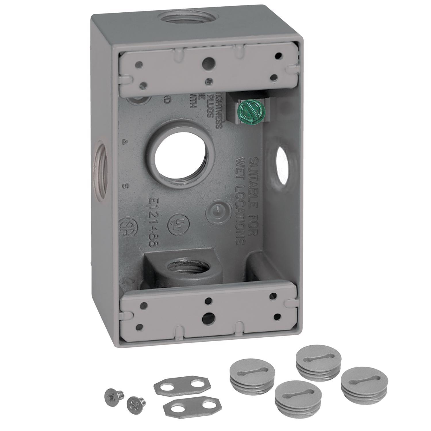 Sigma Engineered Solutions New Work 18.3 cu in Rectangle Die-Cast Metal 1 gang Weatherproof Box Gray