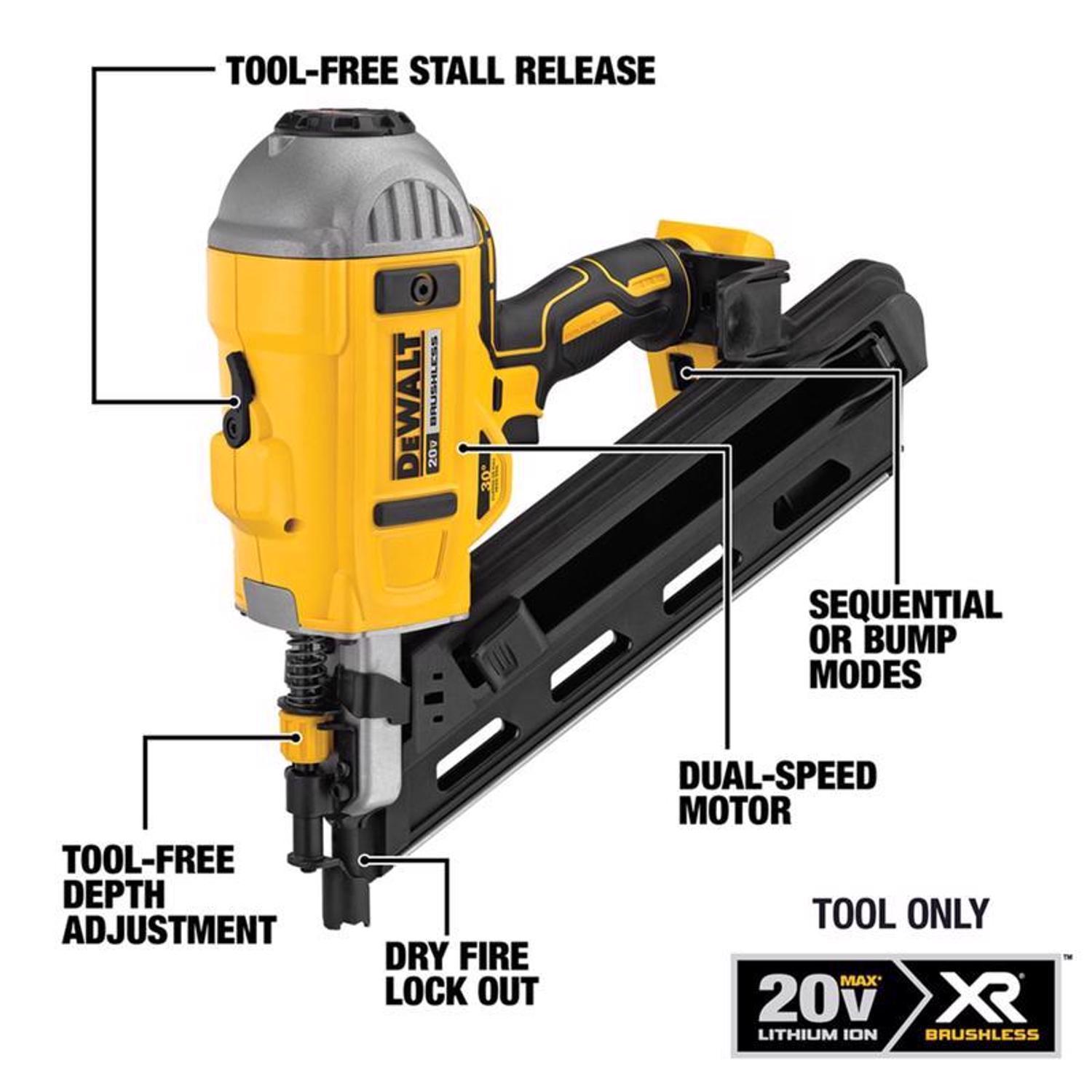 DeWalt 20V MAX Cordless 30 deg Framing Nailer Tool Only 20 V