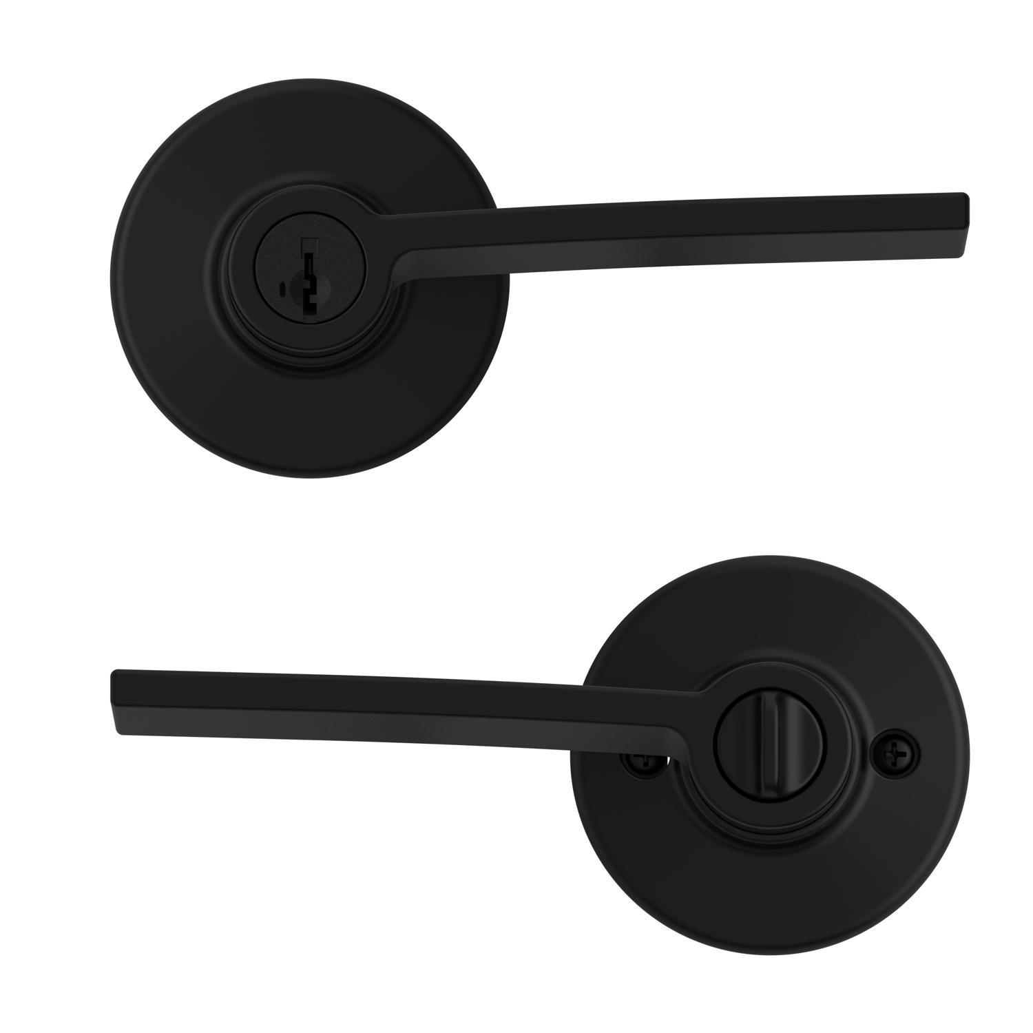 Kwikset Ladera Matte Black Keyed Entry Lever 2-3/4 in.