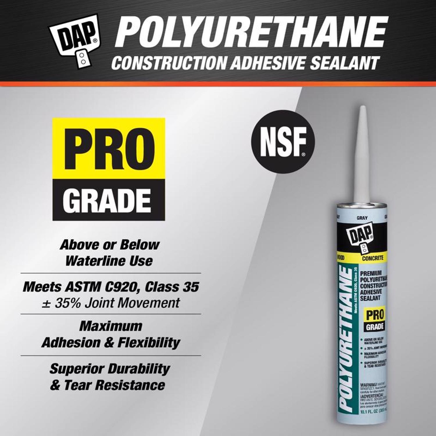DAP Pro Grade Gray Polyurethane Construction Sealant 10.1 oz