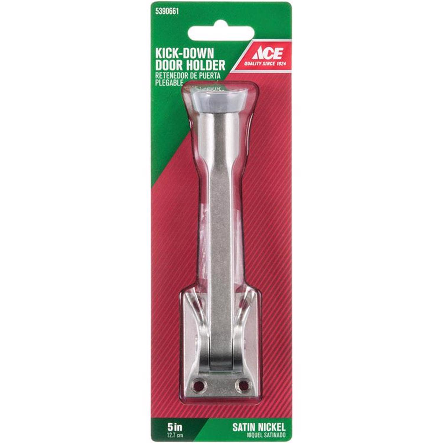 Ace 5 in. W Metal Satin Nickel Gray Kick-Down Door Holder Mounts to door 7/64 in.