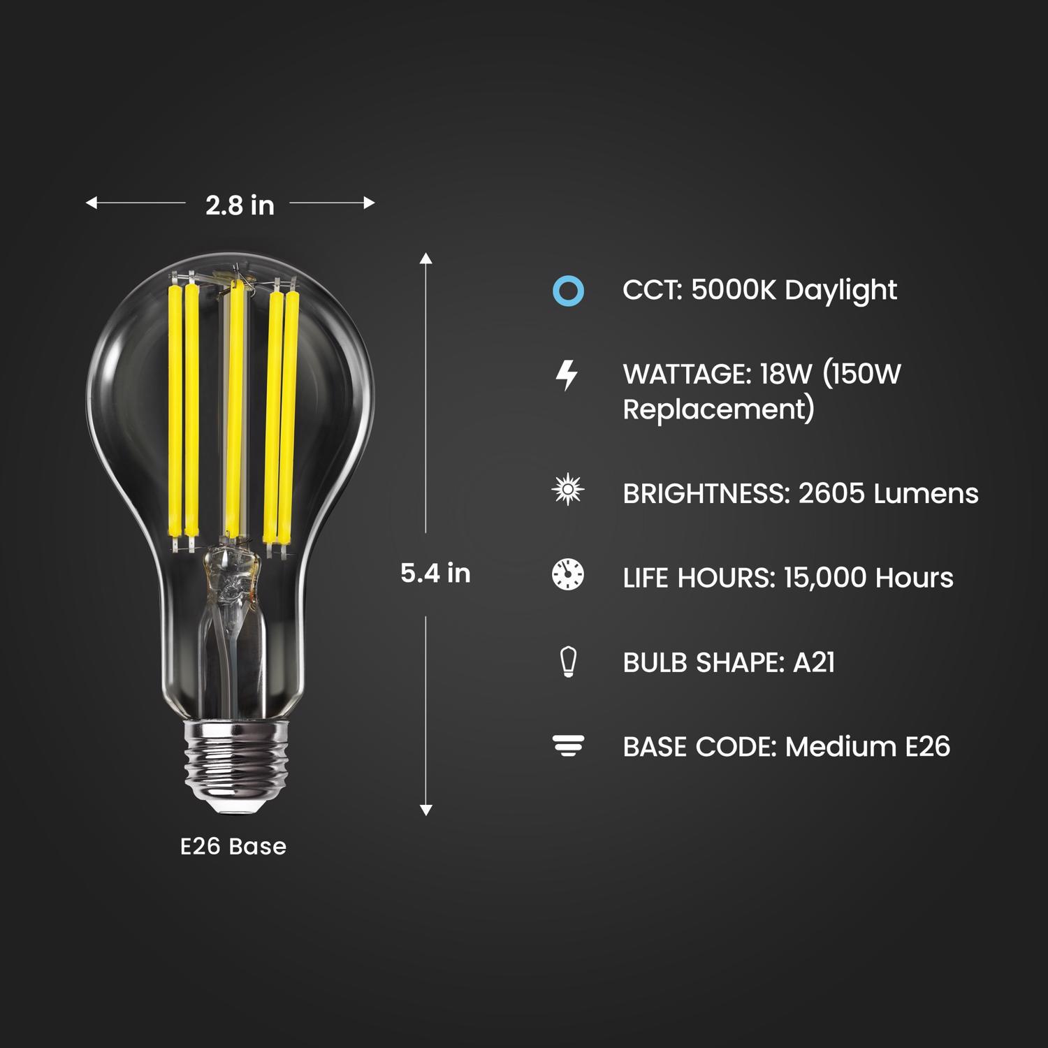 Feit A21 E26 (Medium) Filament LED Bulb Daylight 150 Watt Equivalence 1 pk