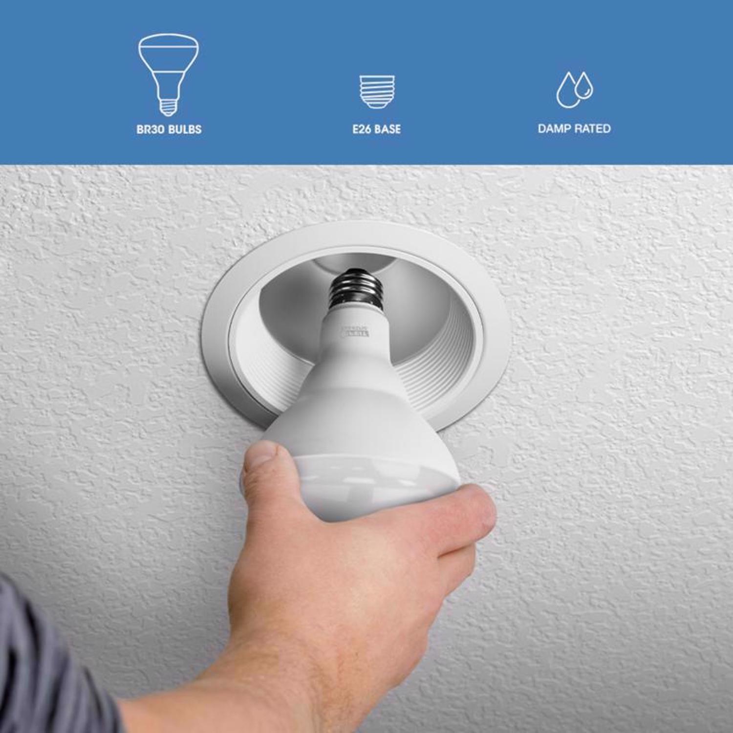 Feit BR30 E26 (Medium) LED Bulb Soft White 65 Watt Equivalence 6 pk