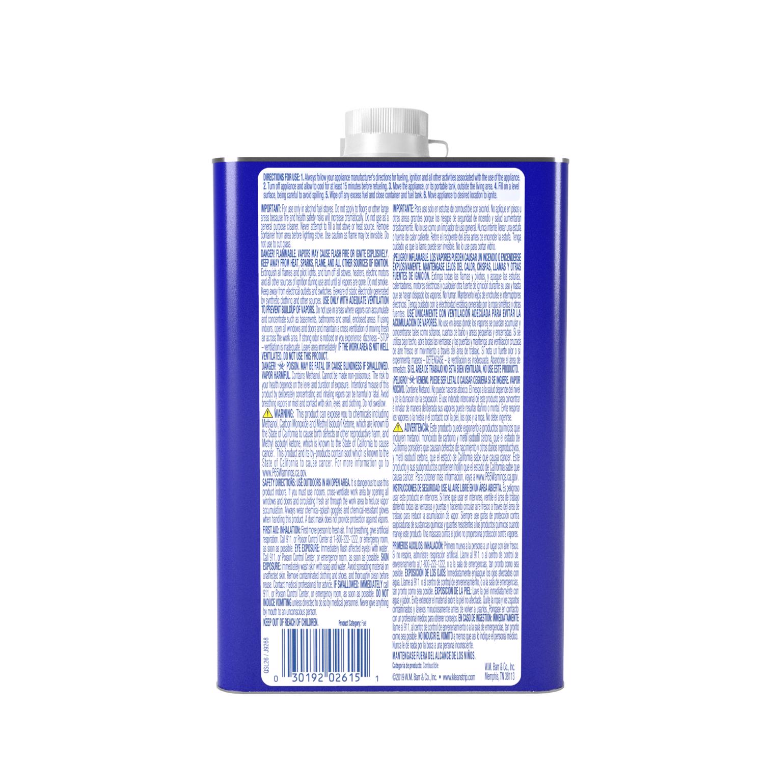 Klean Strip Denatured Alcohol Clean Burning Fuel 1 qt