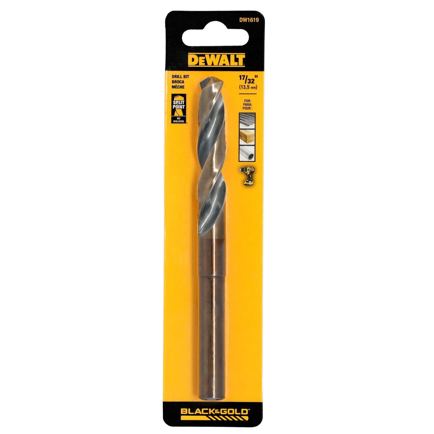 DEWALT Black & Gold 17/32 in. X 6 in. L High Speed Steel Split Point Drill Bit 3-Flat Shank 1 pc