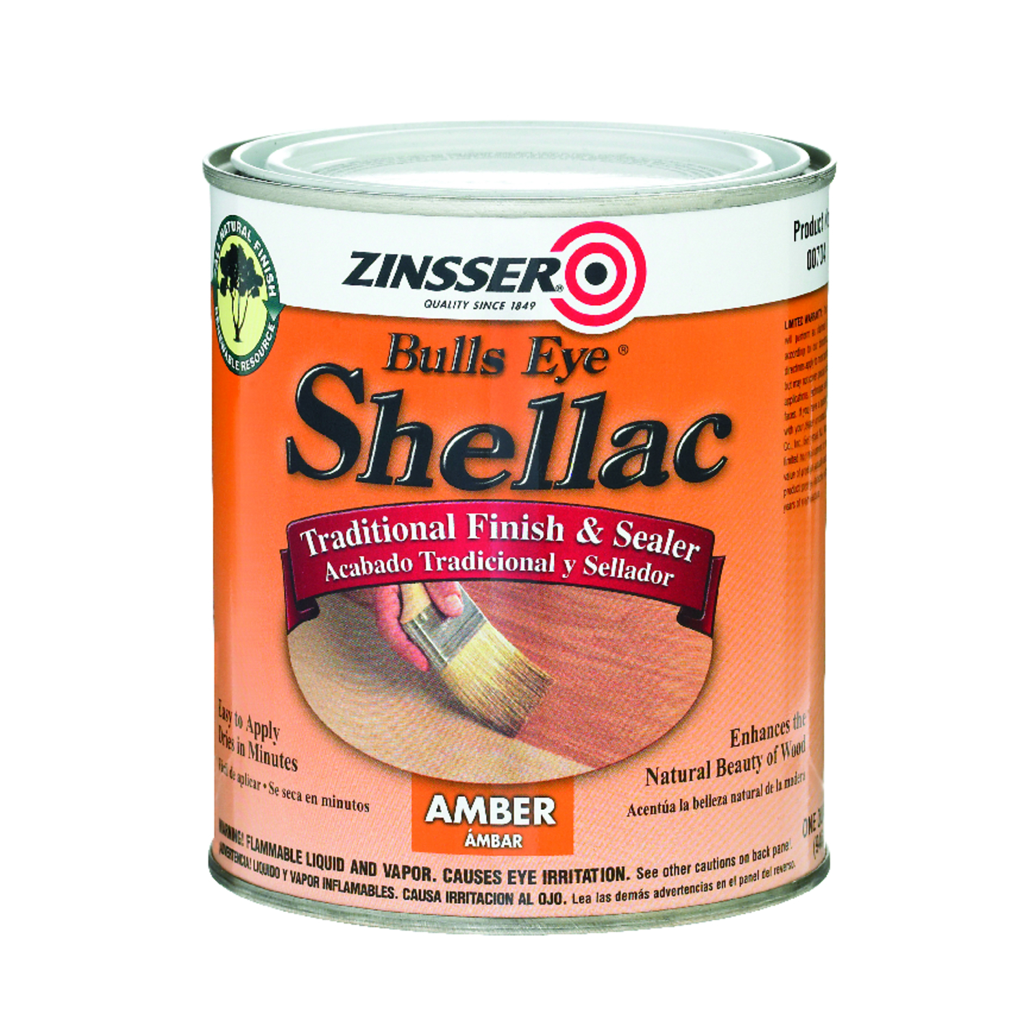Zinsser Bulls Eye Amber Shellac Finish and Sealer 1 qt Stine Home