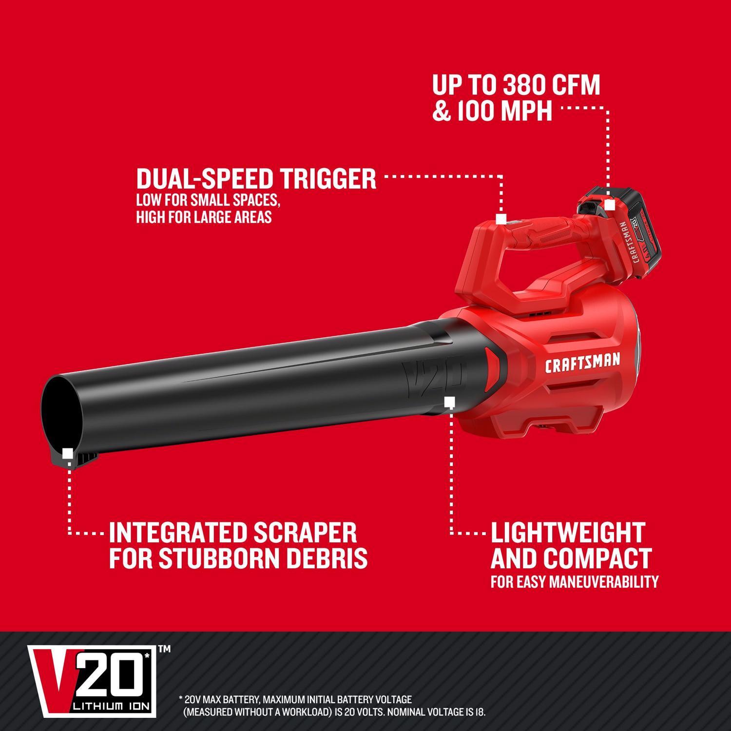 Craftsman V20 CMCBL700D1 90 mph 340 CFM Battery Handheld Blower Kit (Battery & Charger)