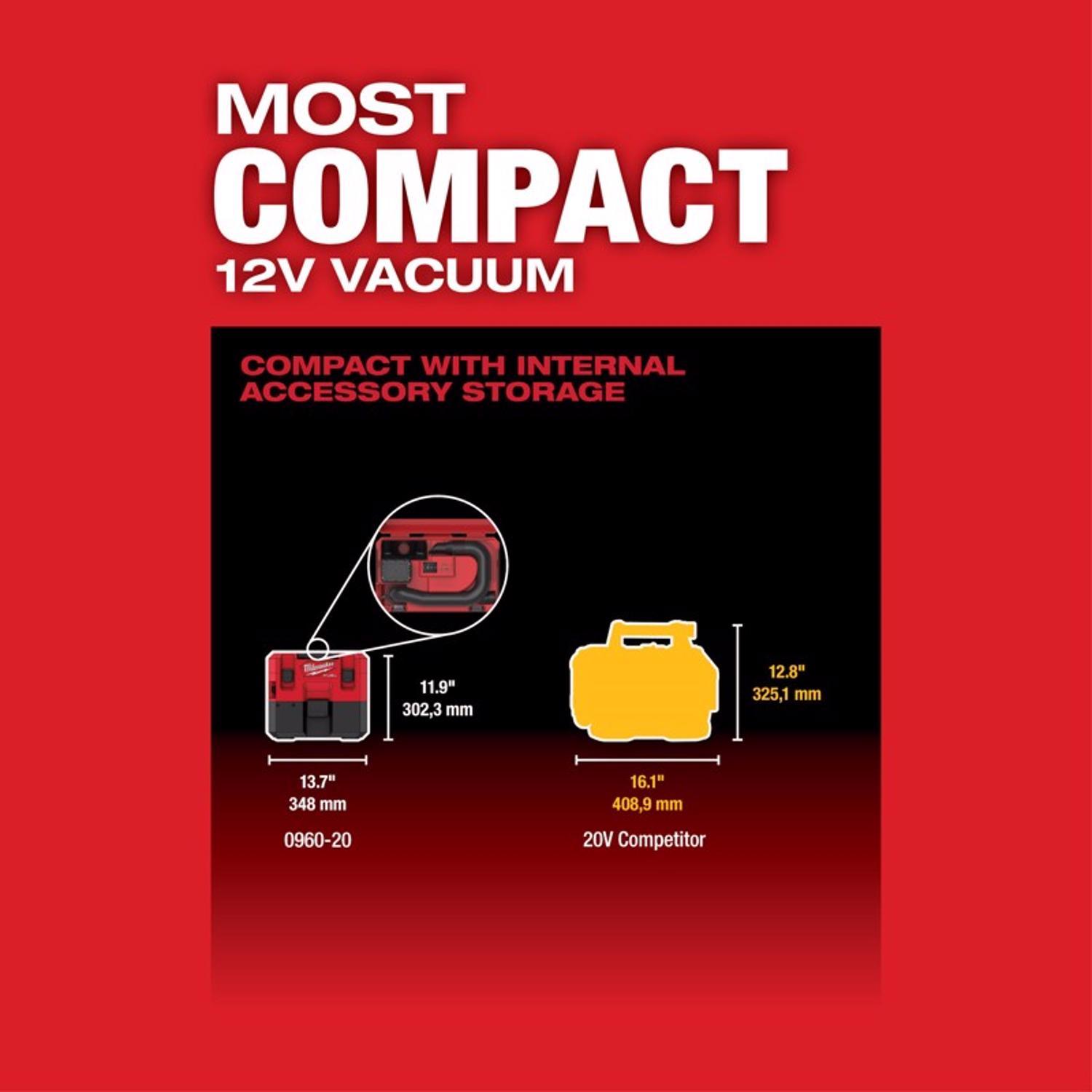 Milwaukee M12 FUEL 0960-20 1.6 gal Cordless Wet/Dry Vacuum Tool Only 12 V