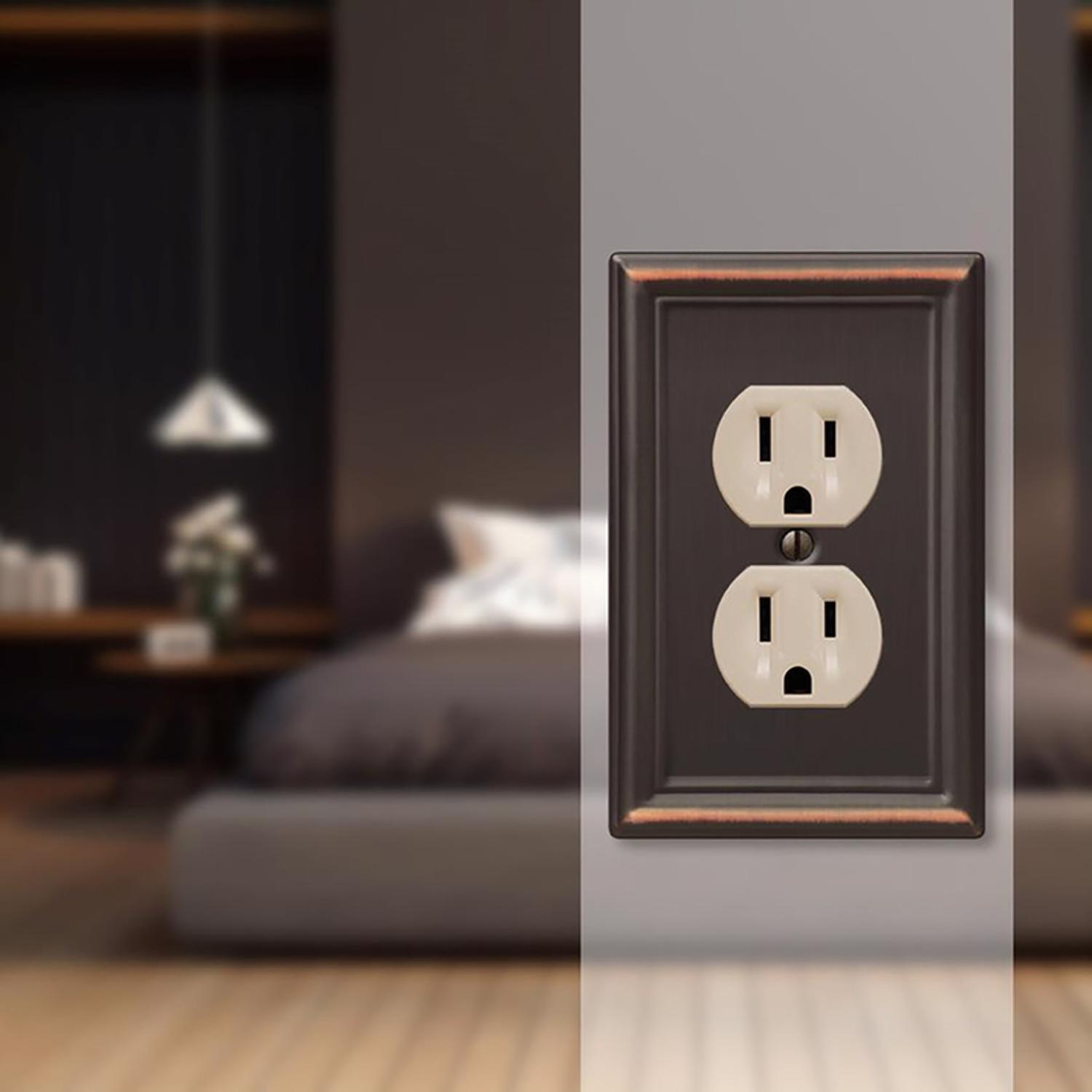 Amerelle Chelsea Aged Bronze 1 gang Stamped Steel Duplex Wall Plate 1 Pack