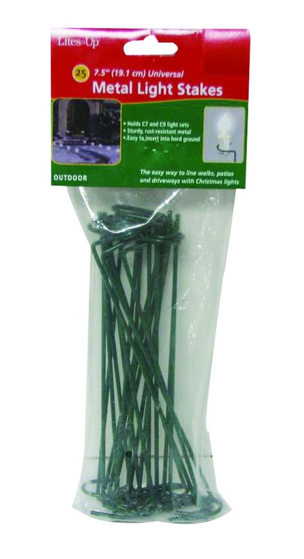 Dyno Christmas Light Stakes Green Metal 25 Pack