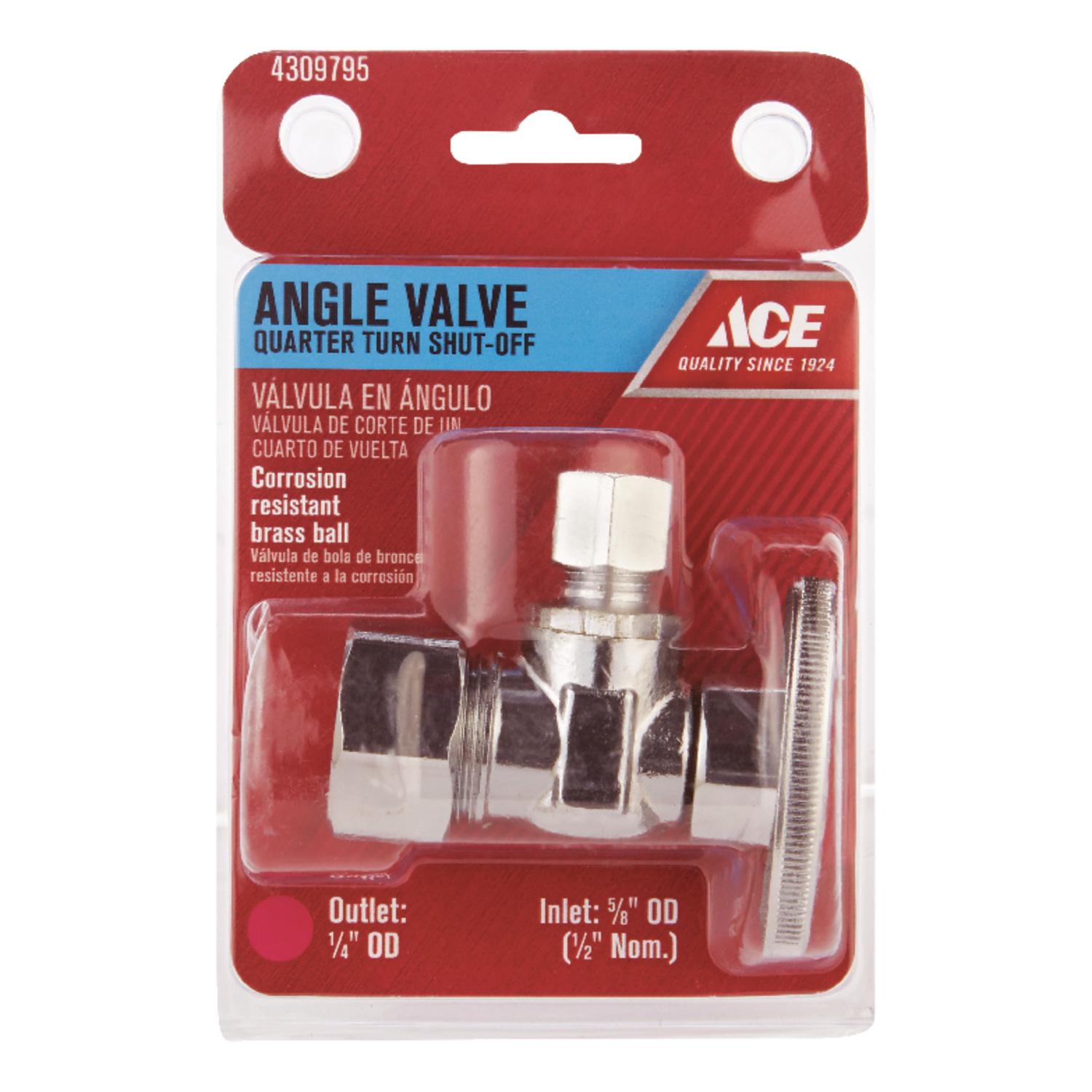 Ace 1/4 in. Compression X 5/8 in. Compression Brass Angle Stop Valve