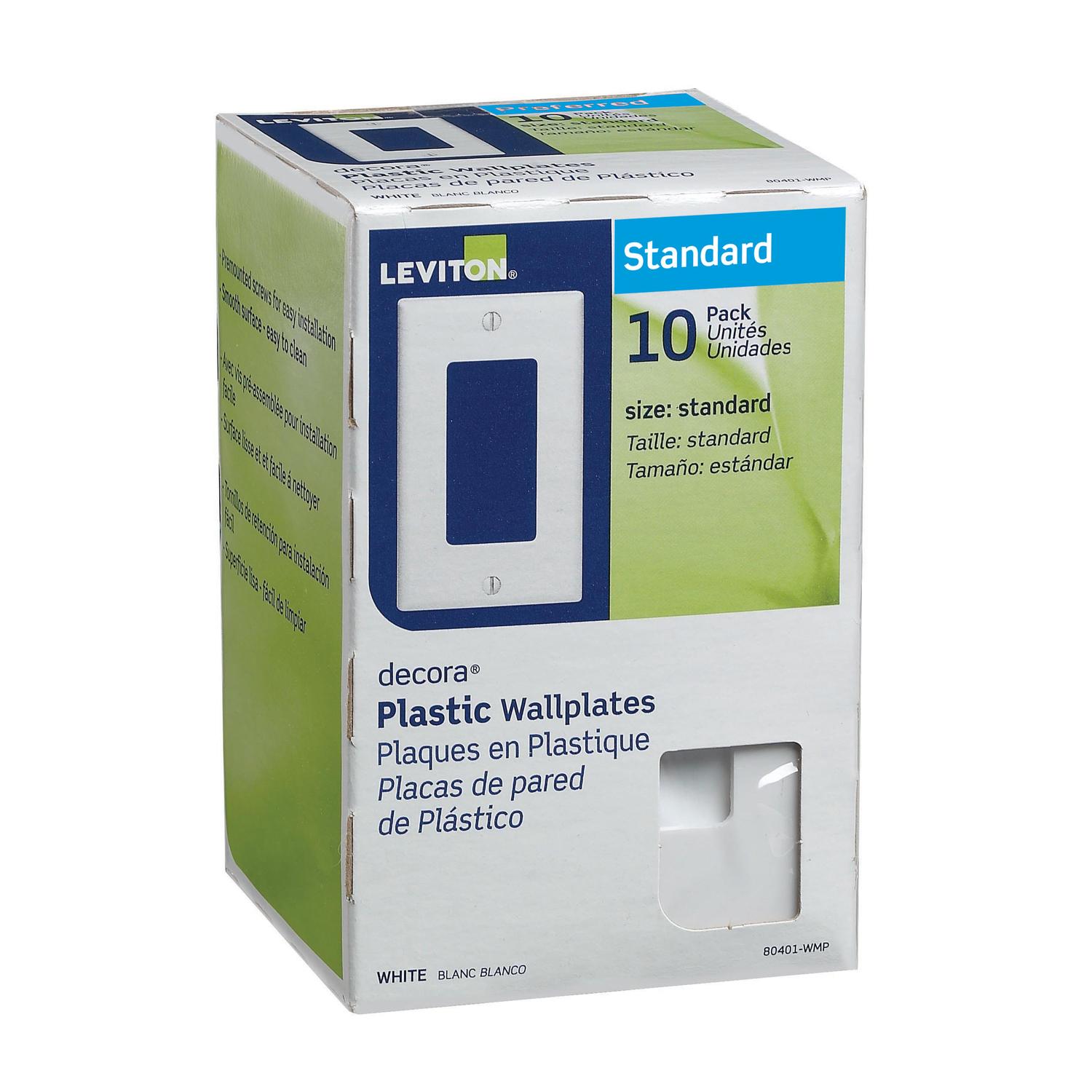 Leviton Decora White 1 gang Thermoset Plastic Decorator Wall Plate 10 pk