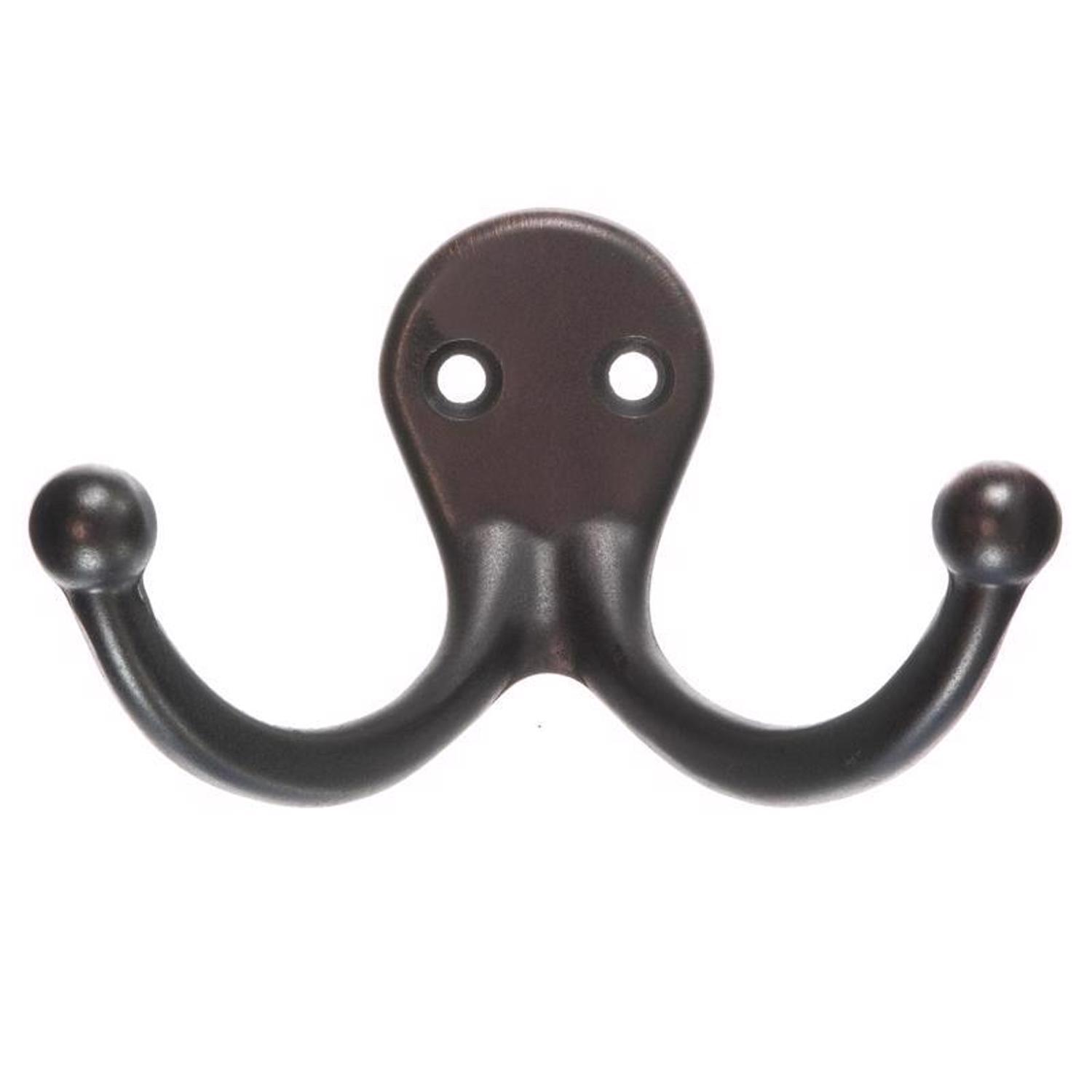 Ace 1 in. L Oil Rubbed Bronze Brown Metal Small Double Garment Hook 2 pk