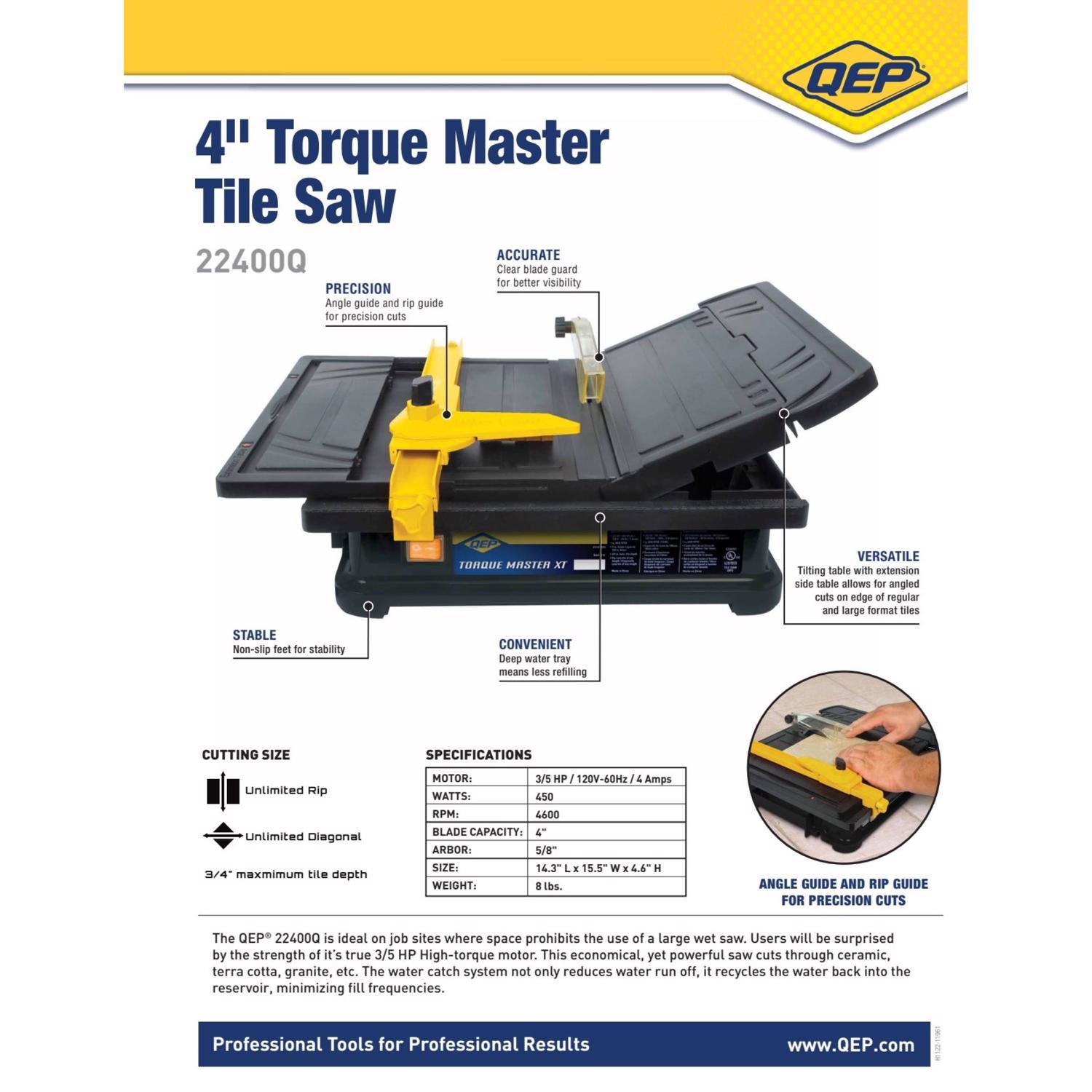 QEP 4.6 in. H X 15.75 in. W X 14.25 in. L Metal/Plastic Wet Tile Saw 1 pk