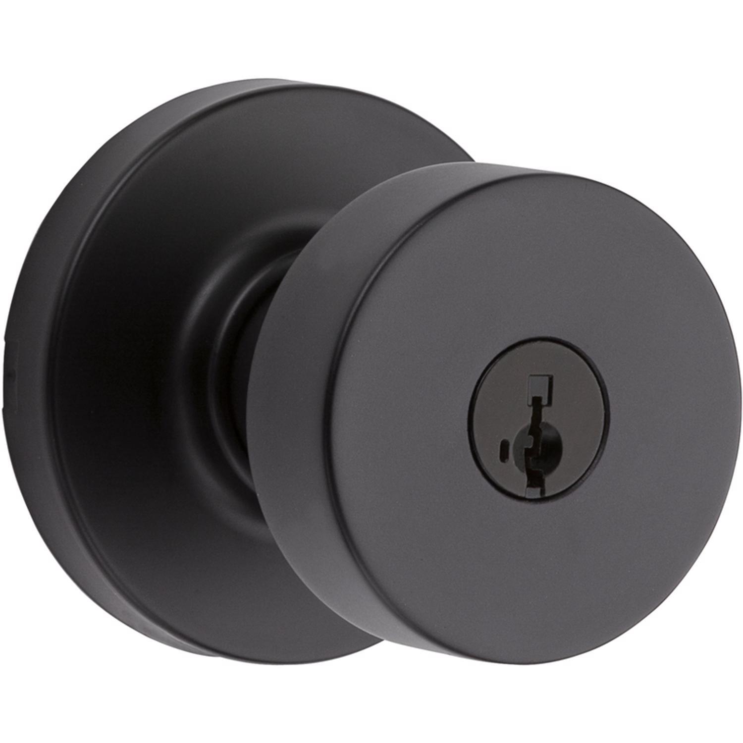 Kwikset Signature Series Pismo Iron Black Entry Door Knob KW1 2-1/4 in.
