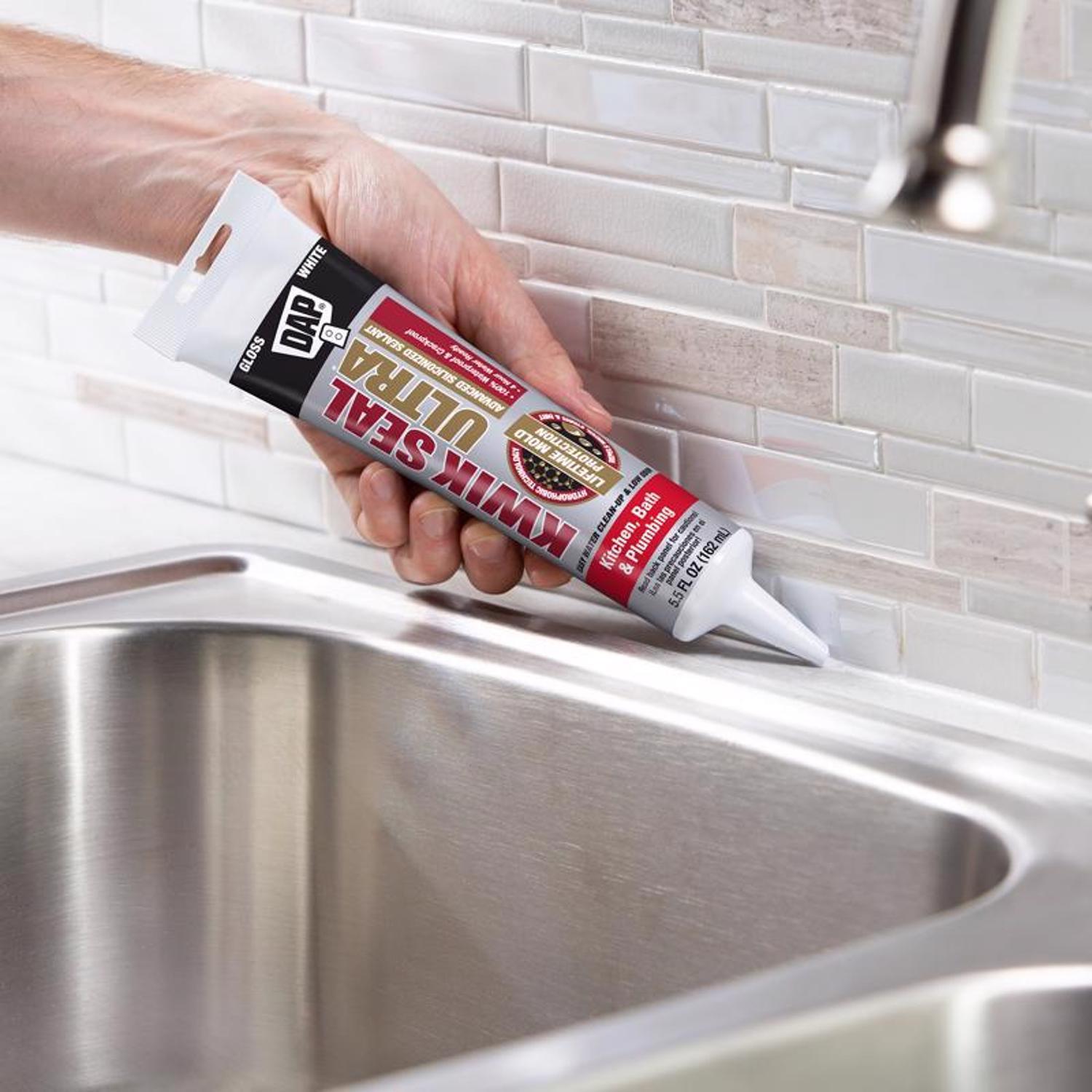 DAP Kwik Seal Ultra Clear Siliconized Acrylic Kitchen and Bath Caulk Sealant 5.5 oz