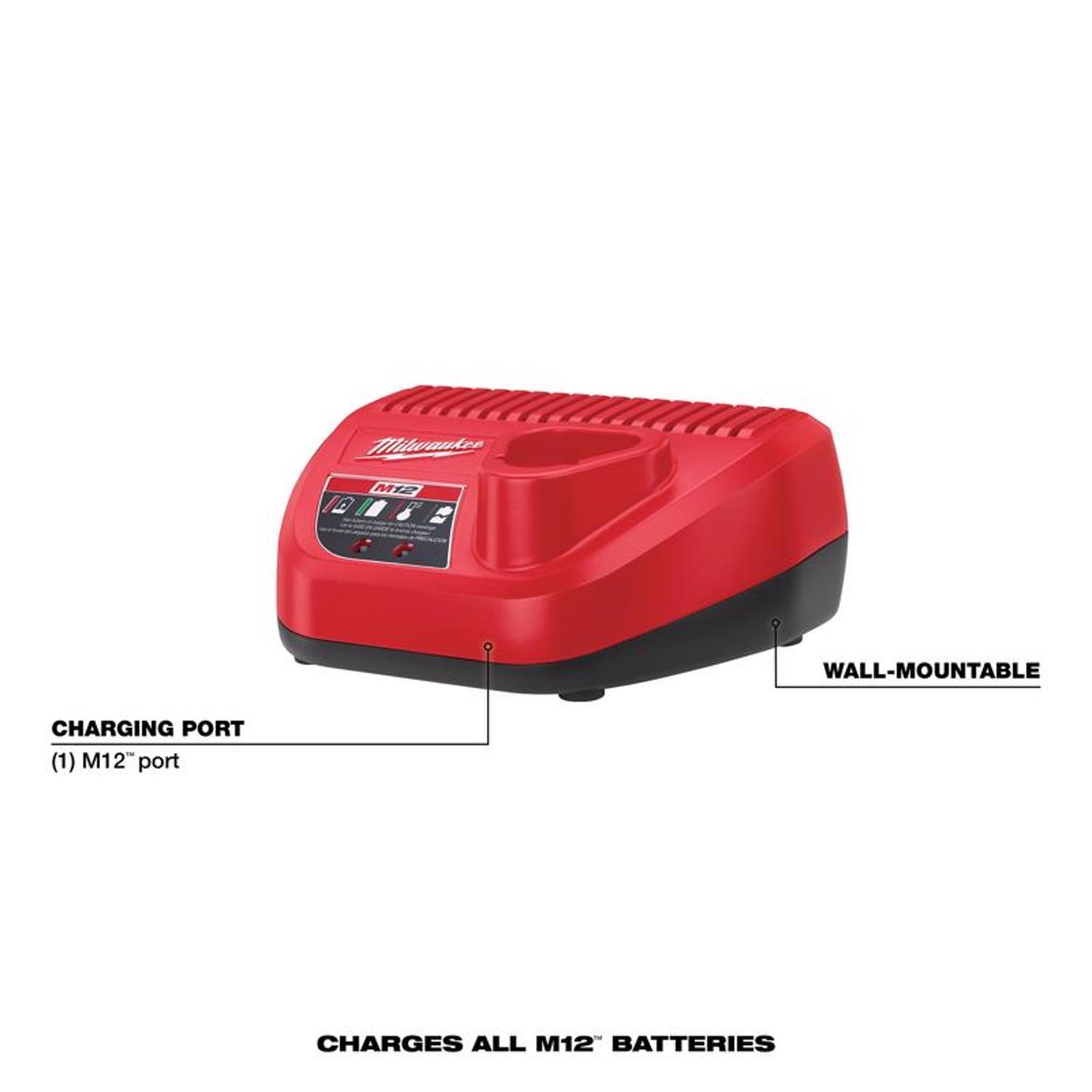 Milwaukee M12 RedLithium XC 4 Ah Lithium-Ion Battery and Charger 2 pc