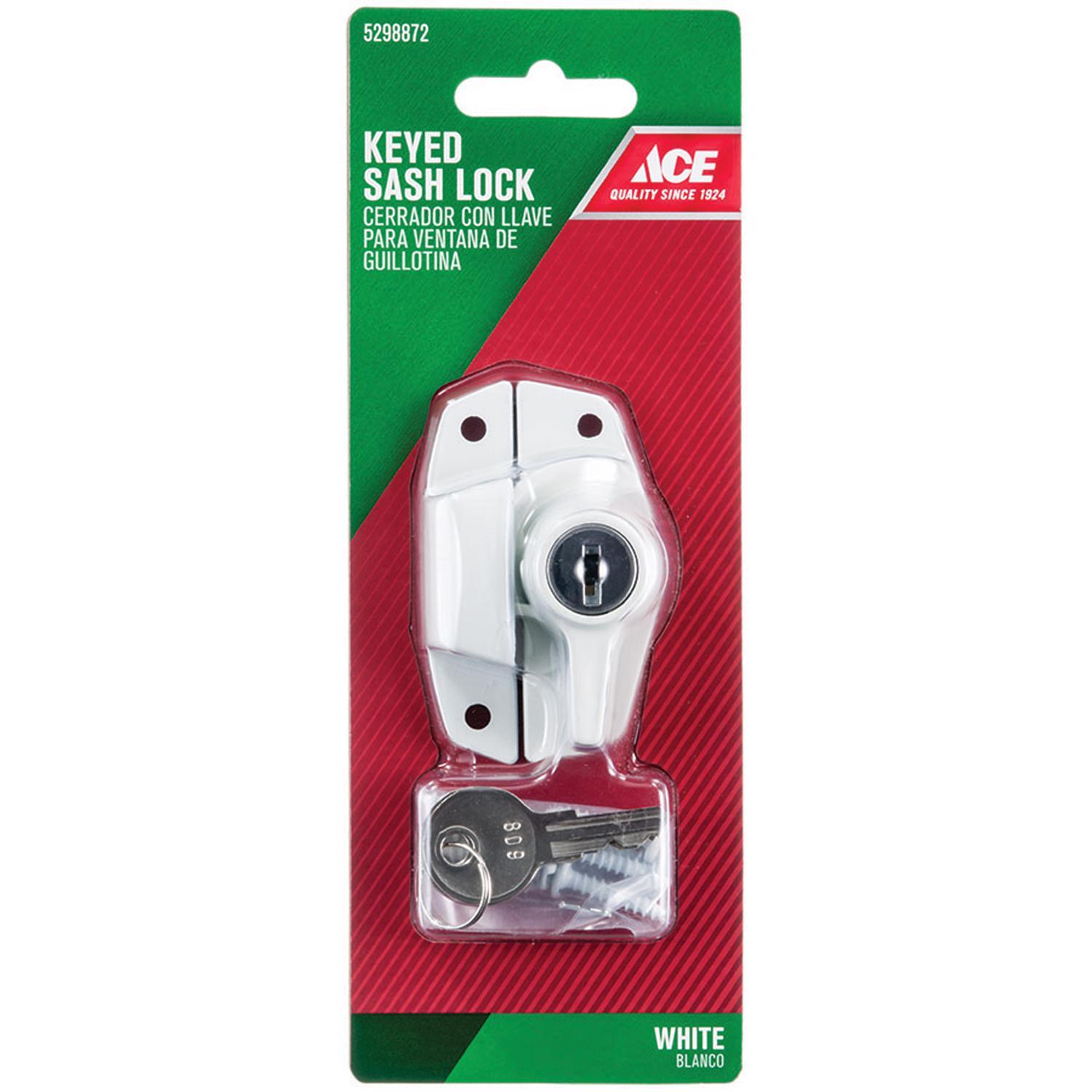 Ace White Brass Keyed Sash Lock 1 pk